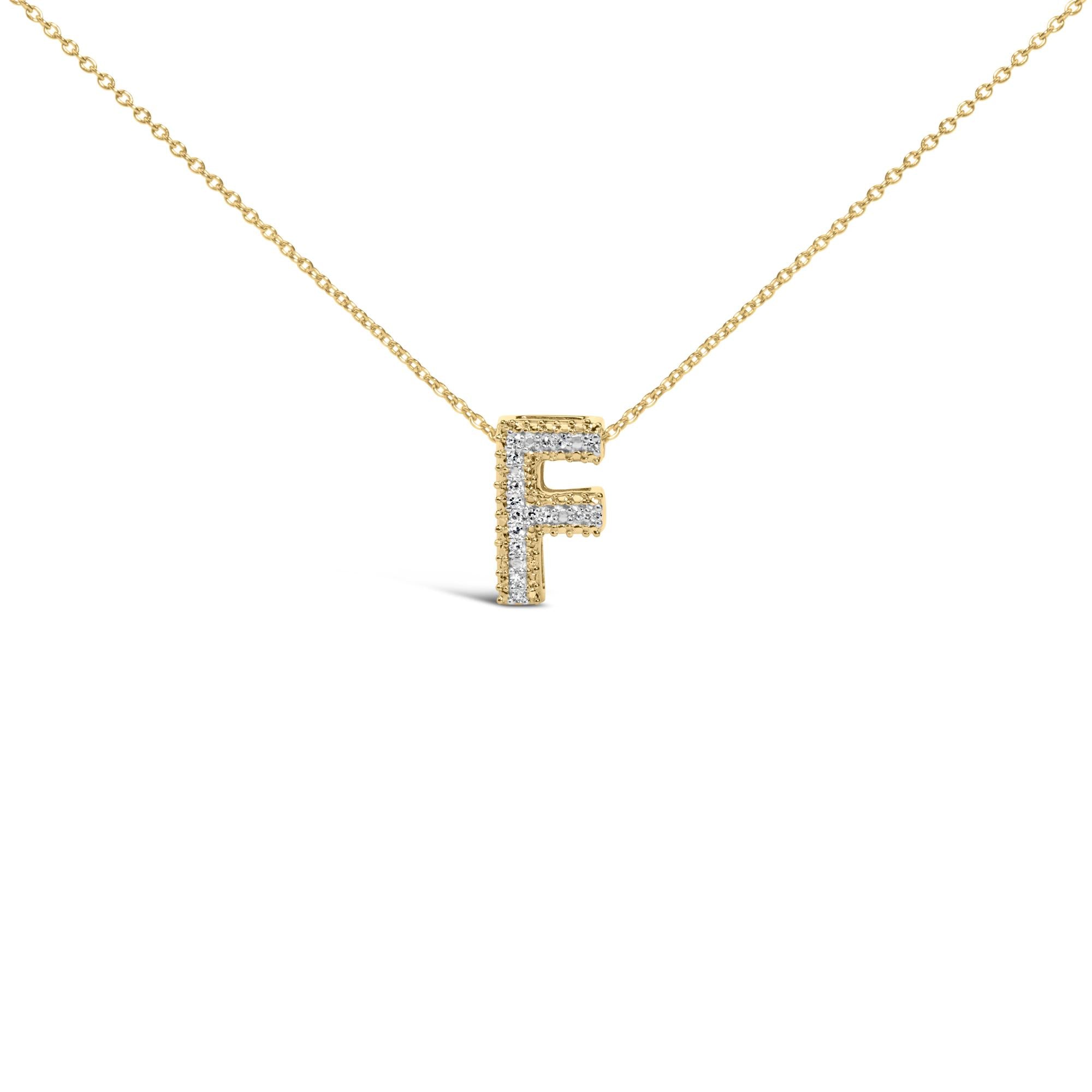 Yellow Gold Vermeil .925 Sterling Silver Diamond Accent "A-Z" Initial Bubble Pendant Necklace