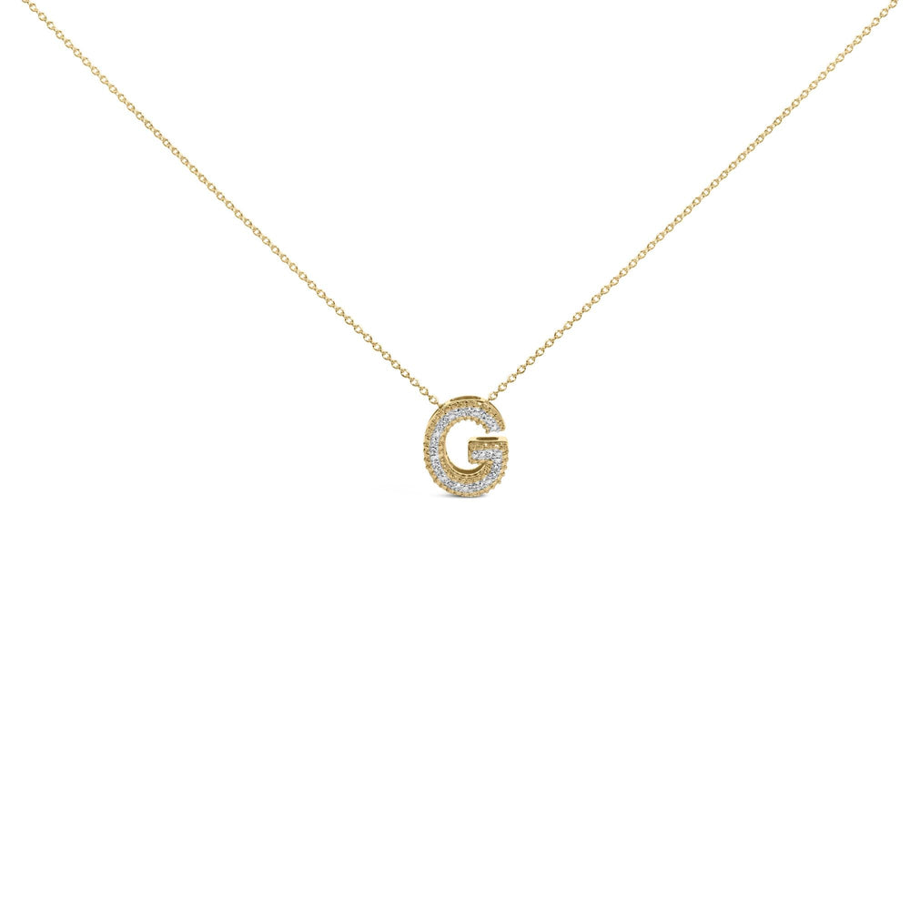 Yellow Gold Vermeil .925 Sterling Silver Diamond Accent "A-Z" Initial Bubble Pendant Necklace