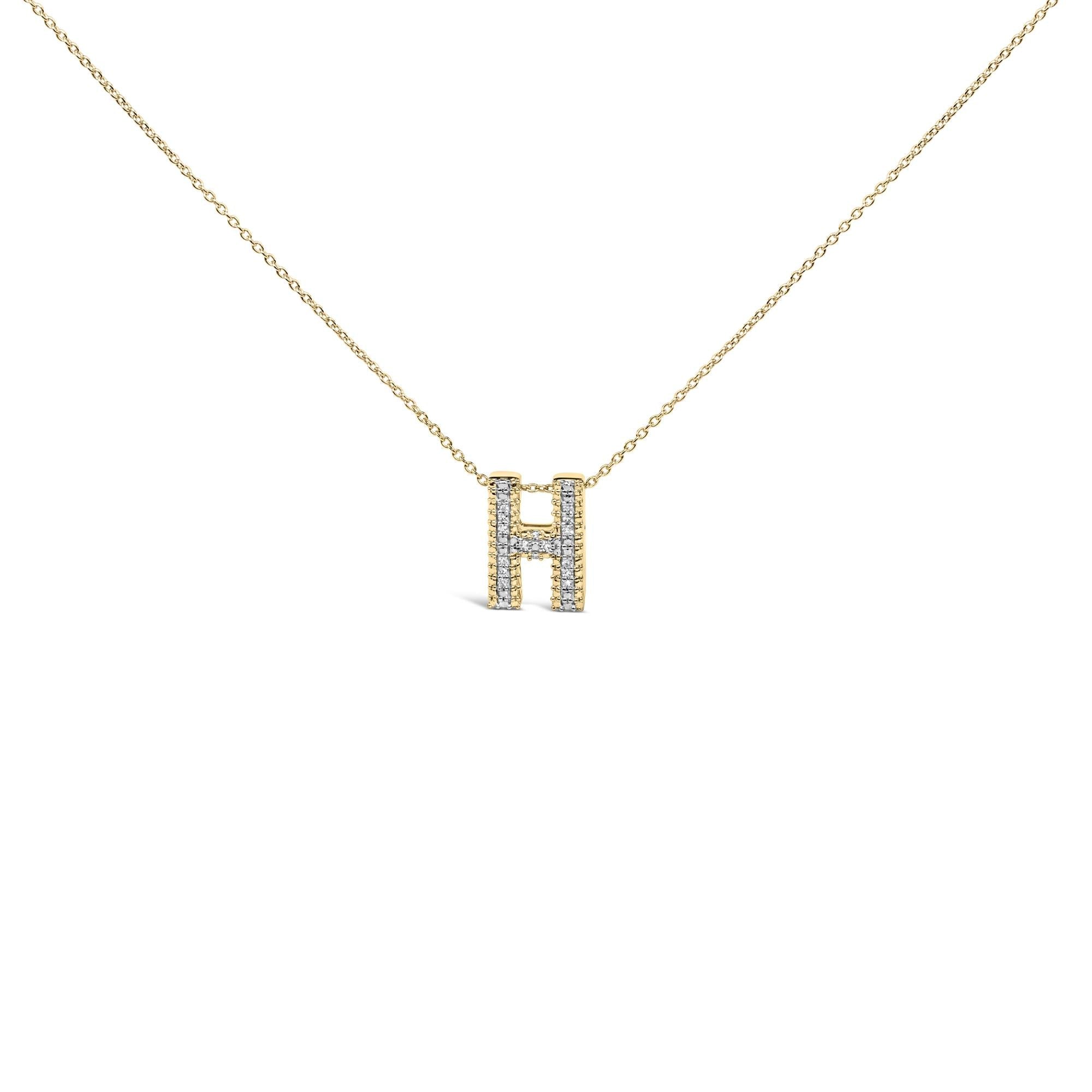 Yellow Gold Vermeil .925 Sterling Silver Diamond Accent "A-Z" Initial Bubble Pendant Necklace