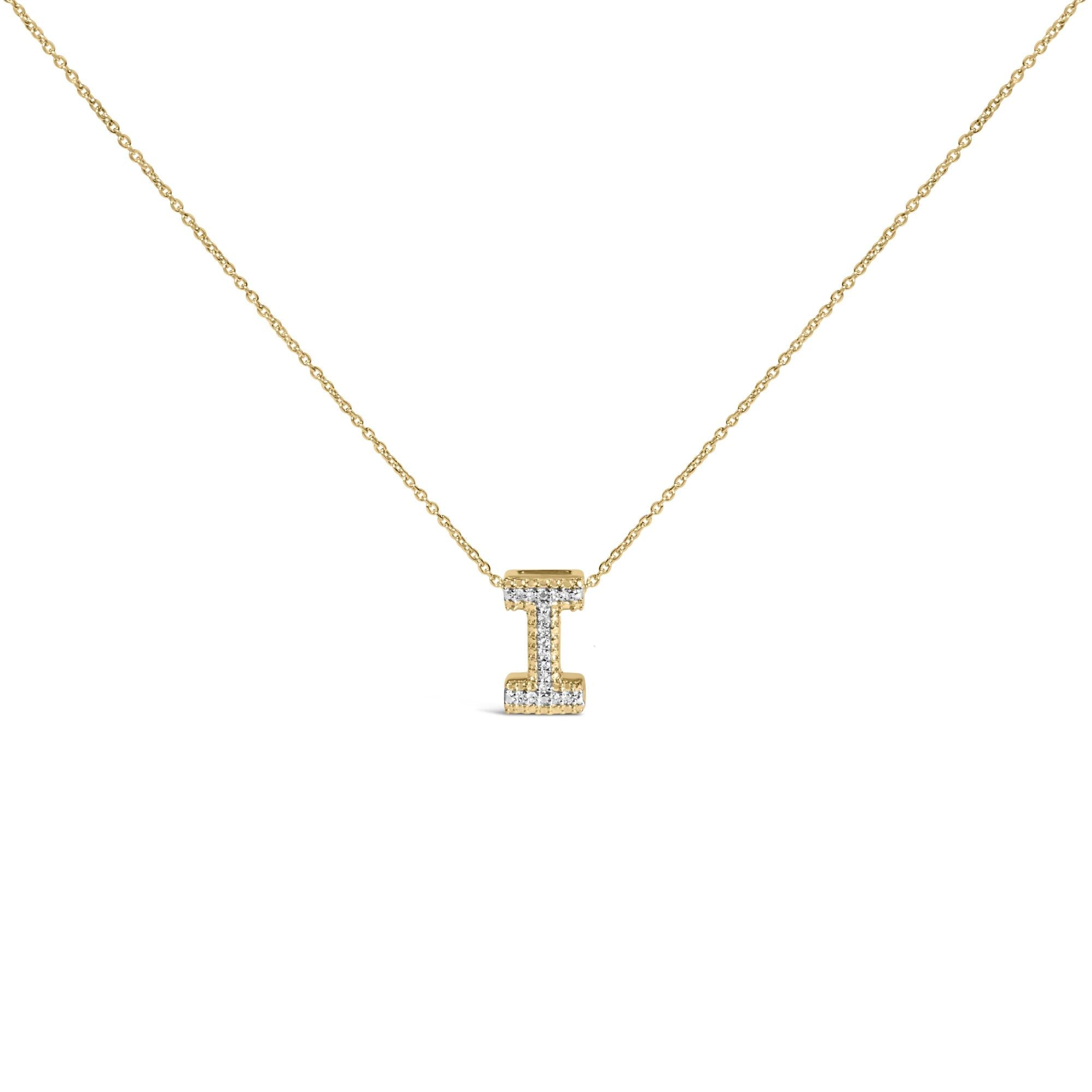 Yellow Gold Vermeil .925 Sterling Silver Diamond Accent "A-Z" Initial Bubble Pendant Necklace