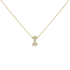 Yellow Gold Vermeil .925 Sterling Silver Diamond Accent "A-Z" Initial Bubble Pendant Necklace