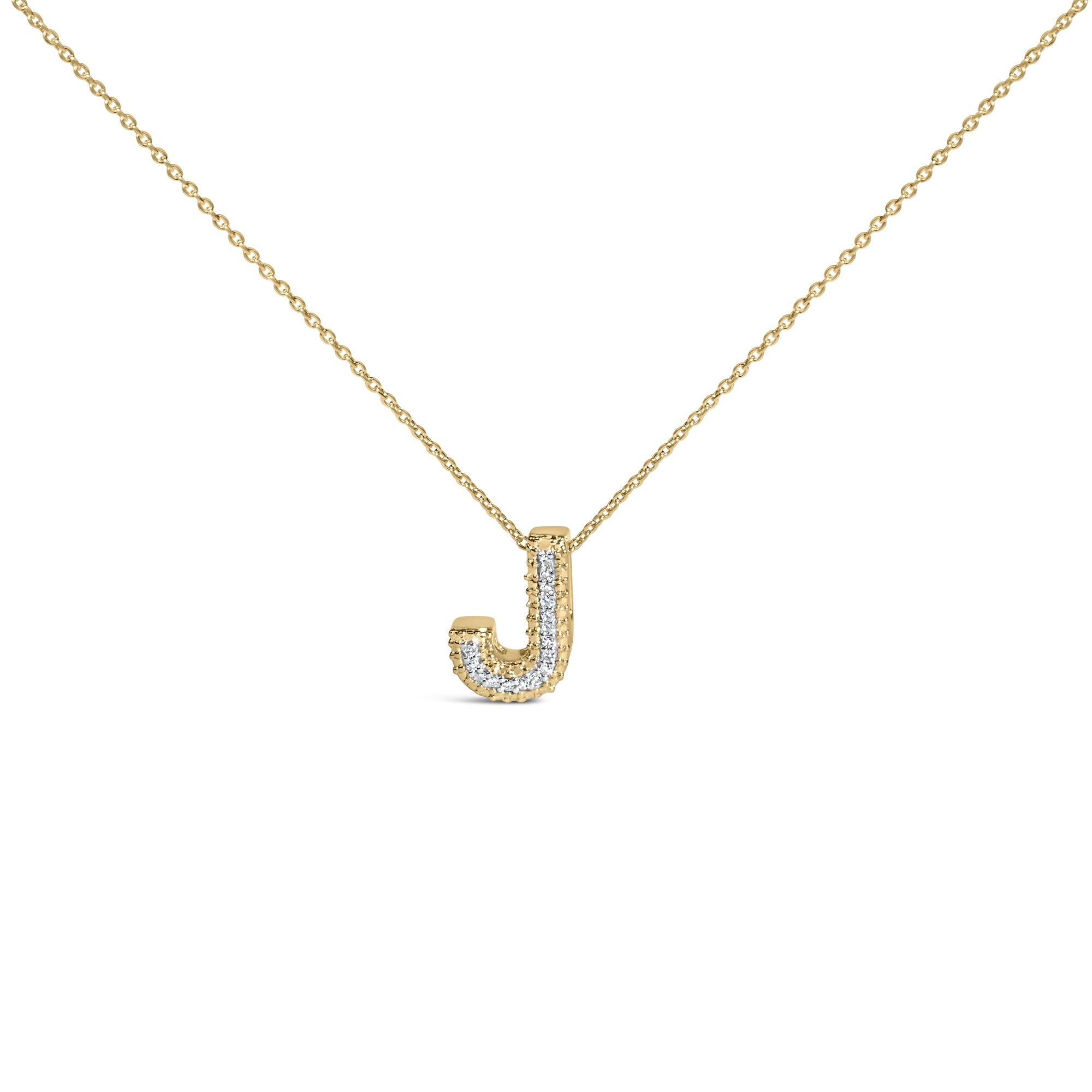 Yellow Gold Vermeil .925 Sterling Silver Diamond Accent "A-Z" Initial Bubble Pendant Necklace