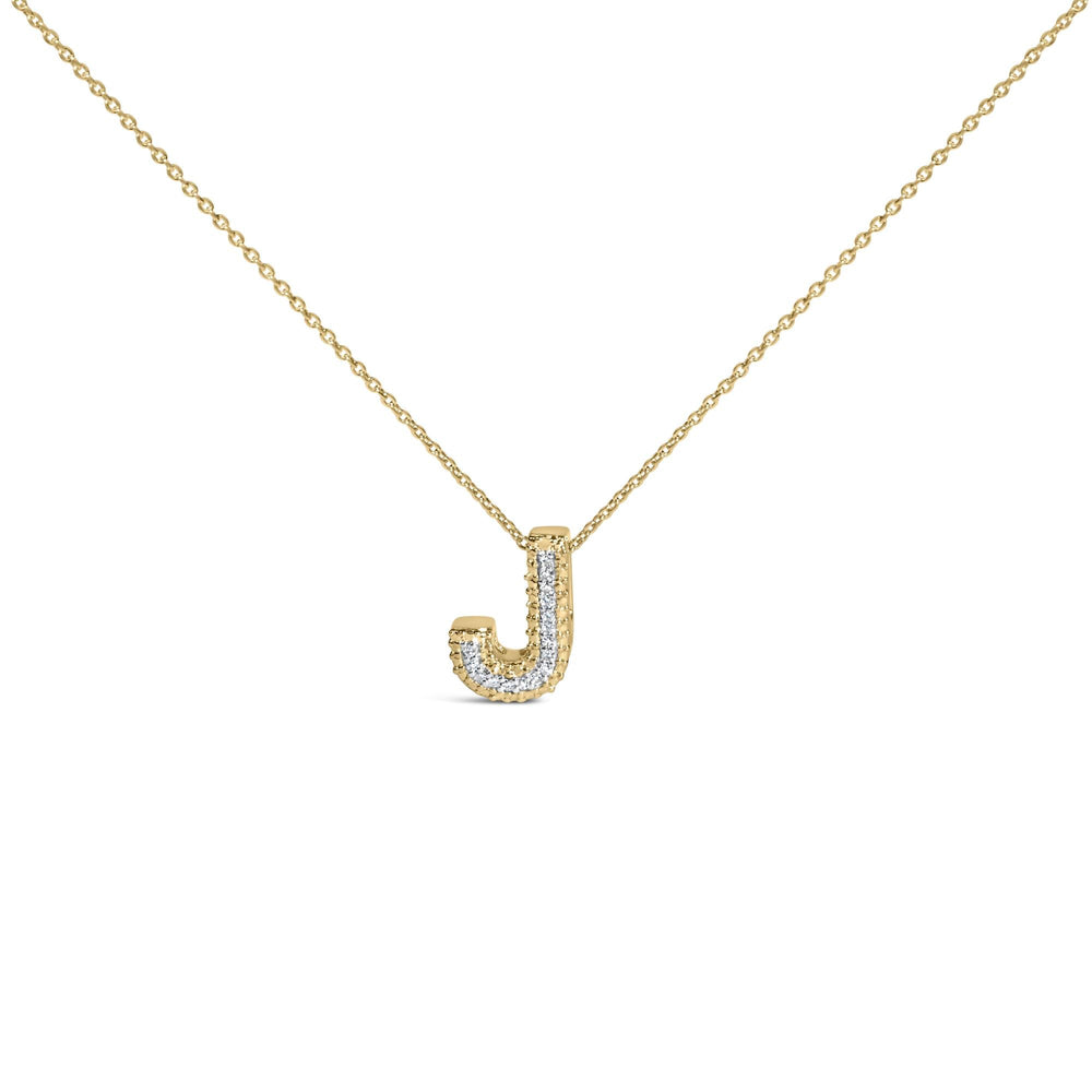 Yellow Gold Vermeil .925 Sterling Silver Diamond Accent "A-Z" Initial Bubble Pendant Necklace