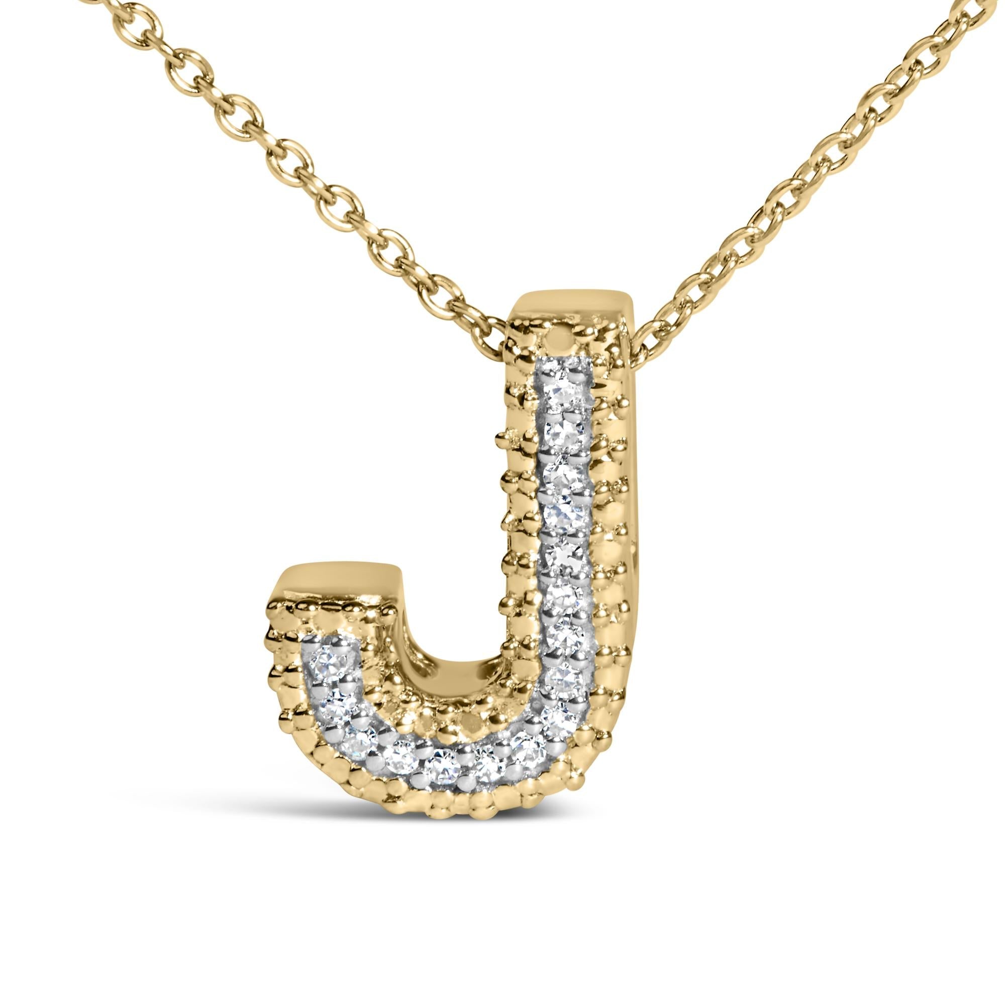 Yellow Gold Vermeil .925 Sterling Silver Diamond Accent "A-Z" Initial Bubble Pendant Necklace