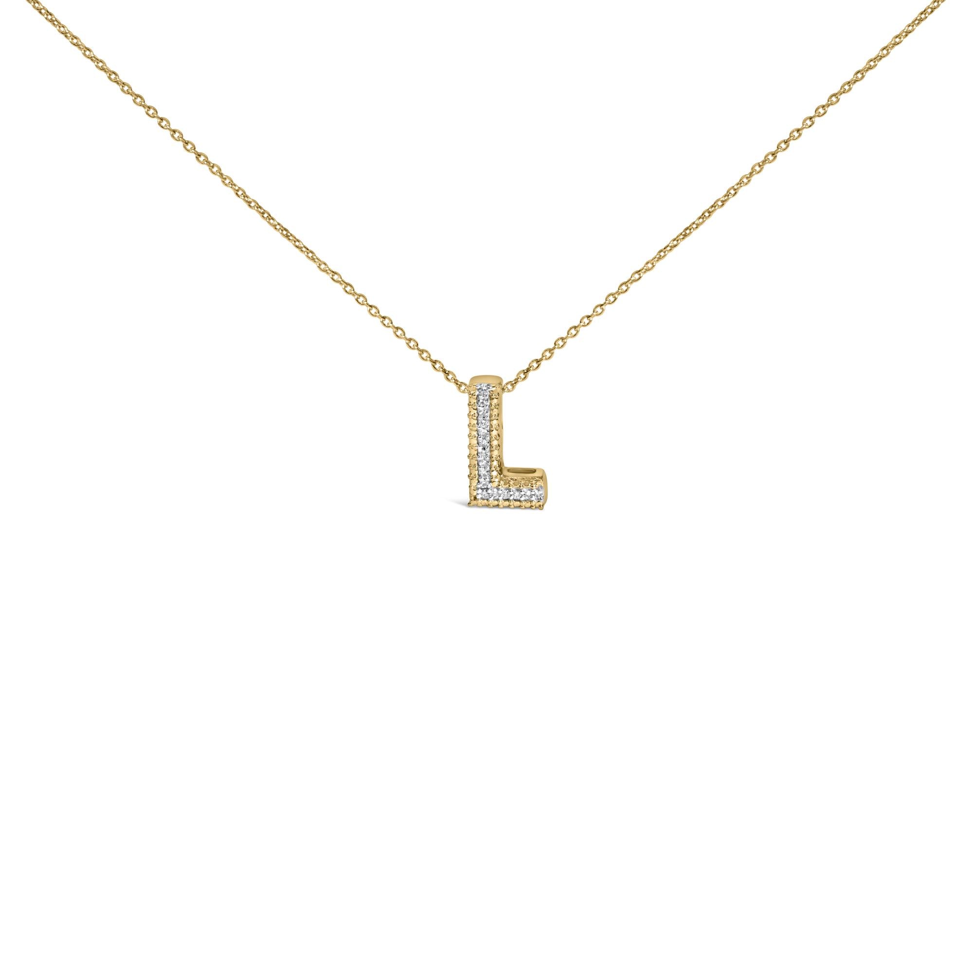 Yellow Gold Vermeil .925 Sterling Silver Diamond Accent "A-Z" Initial Bubble Pendant Necklace