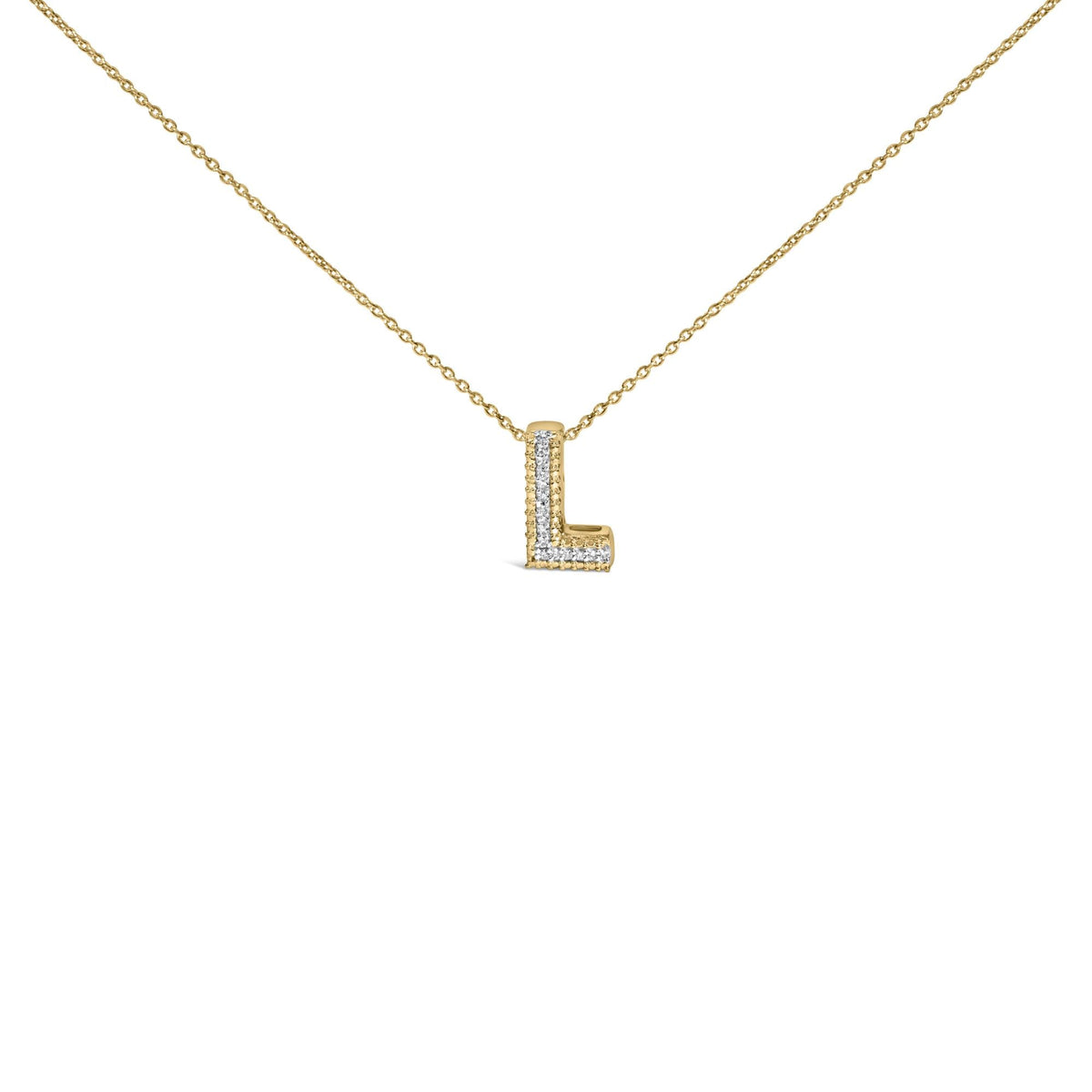 Yellow Gold Vermeil .925 Sterling Silver Diamond Accent "A-Z" Initial Bubble Pendant Necklace