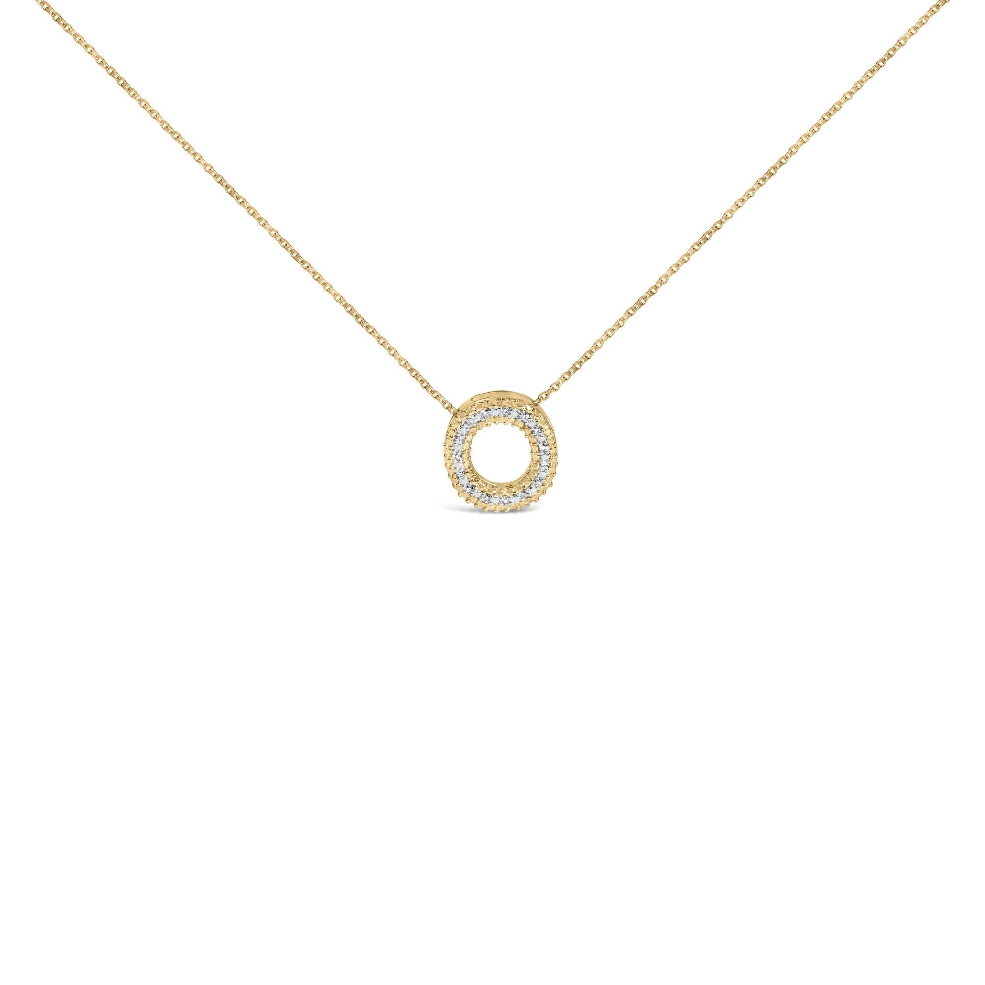 Yellow Gold Vermeil .925 Sterling Silver Diamond Accent "A-Z" Initial Bubble Pendant Necklace