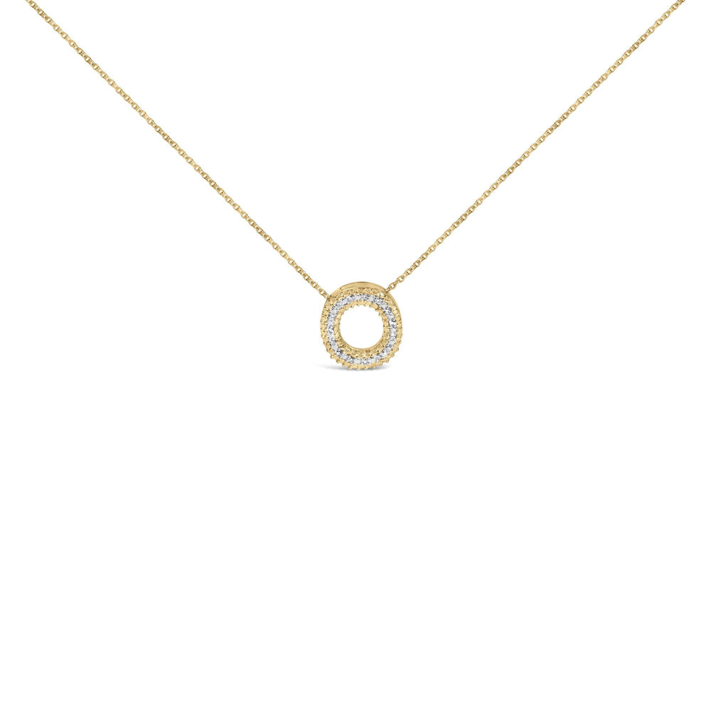 Yellow Gold Vermeil .925 Sterling Silver Diamond Accent "A-Z" Initial Bubble Pendant Necklace