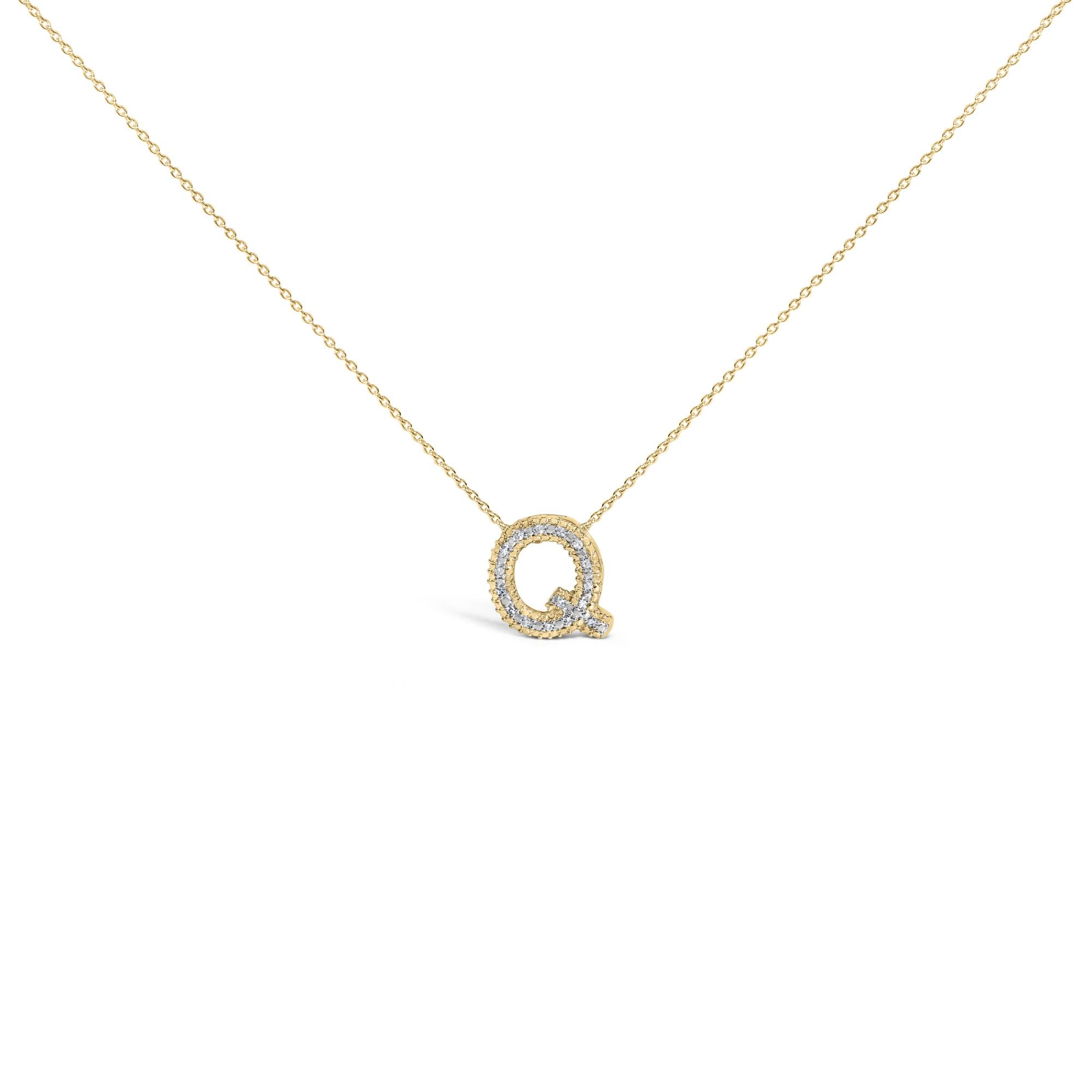 Yellow Gold Vermeil .925 Sterling Silver Diamond Accent "A-Z" Initial Bubble Pendant Necklace