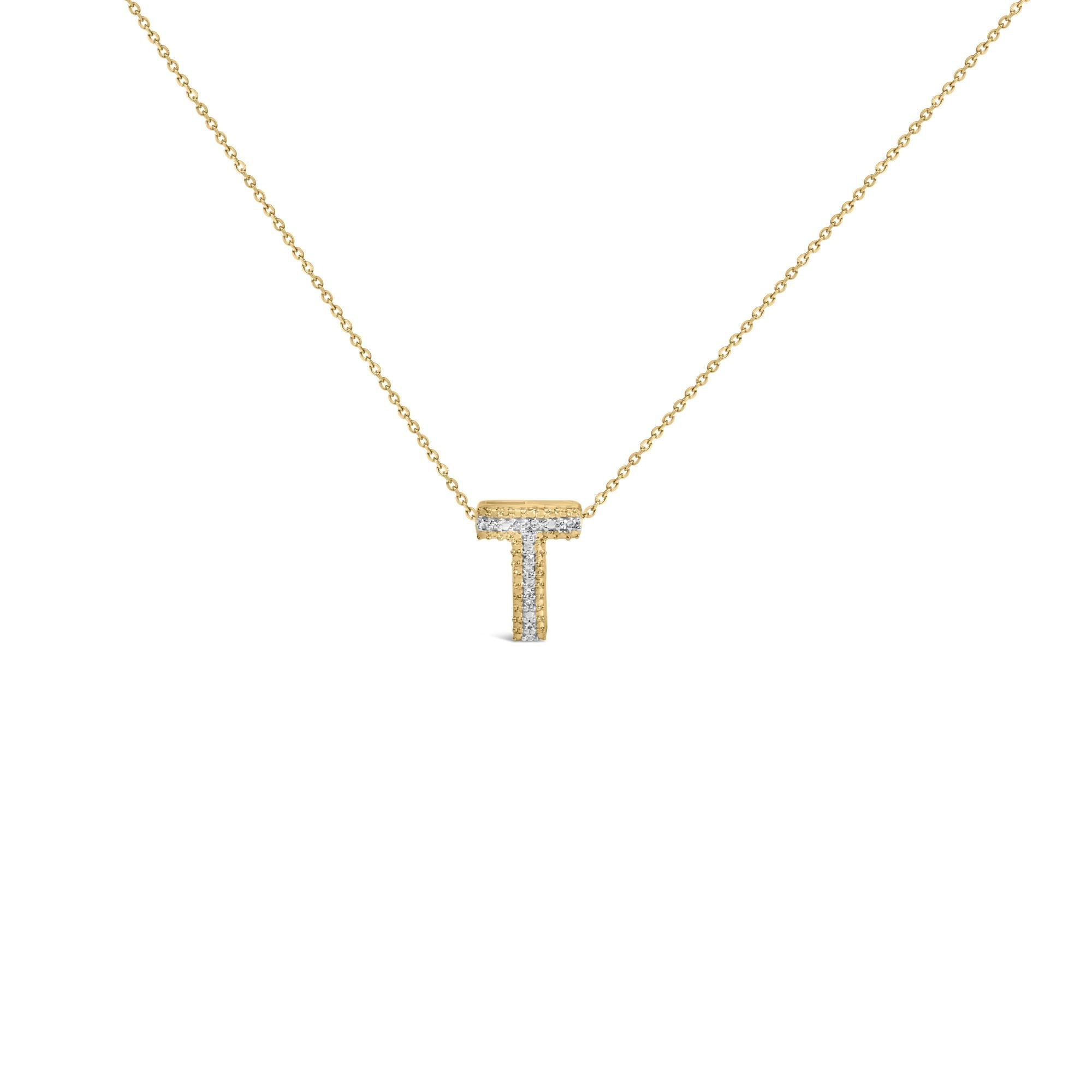 Yellow Gold Vermeil .925 Sterling Silver Diamond Accent "A-Z" Initial Bubble Pendant Necklace