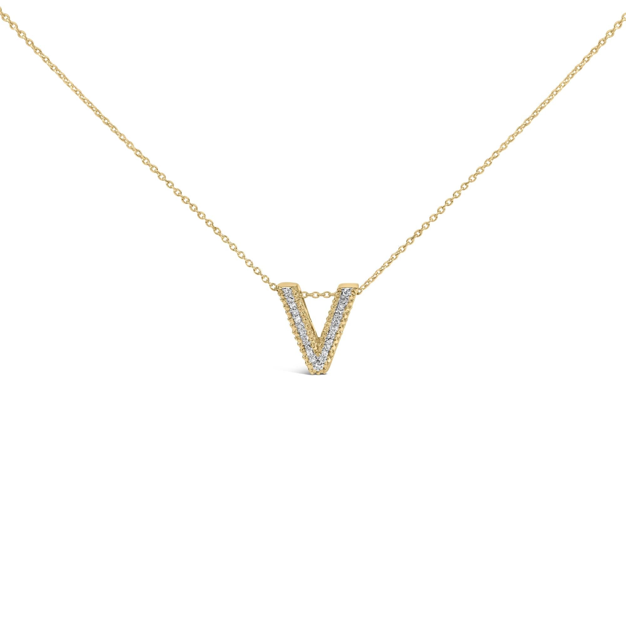 Yellow Gold Vermeil .925 Sterling Silver Diamond Accent "A-Z" Initial Bubble Pendant Necklace
