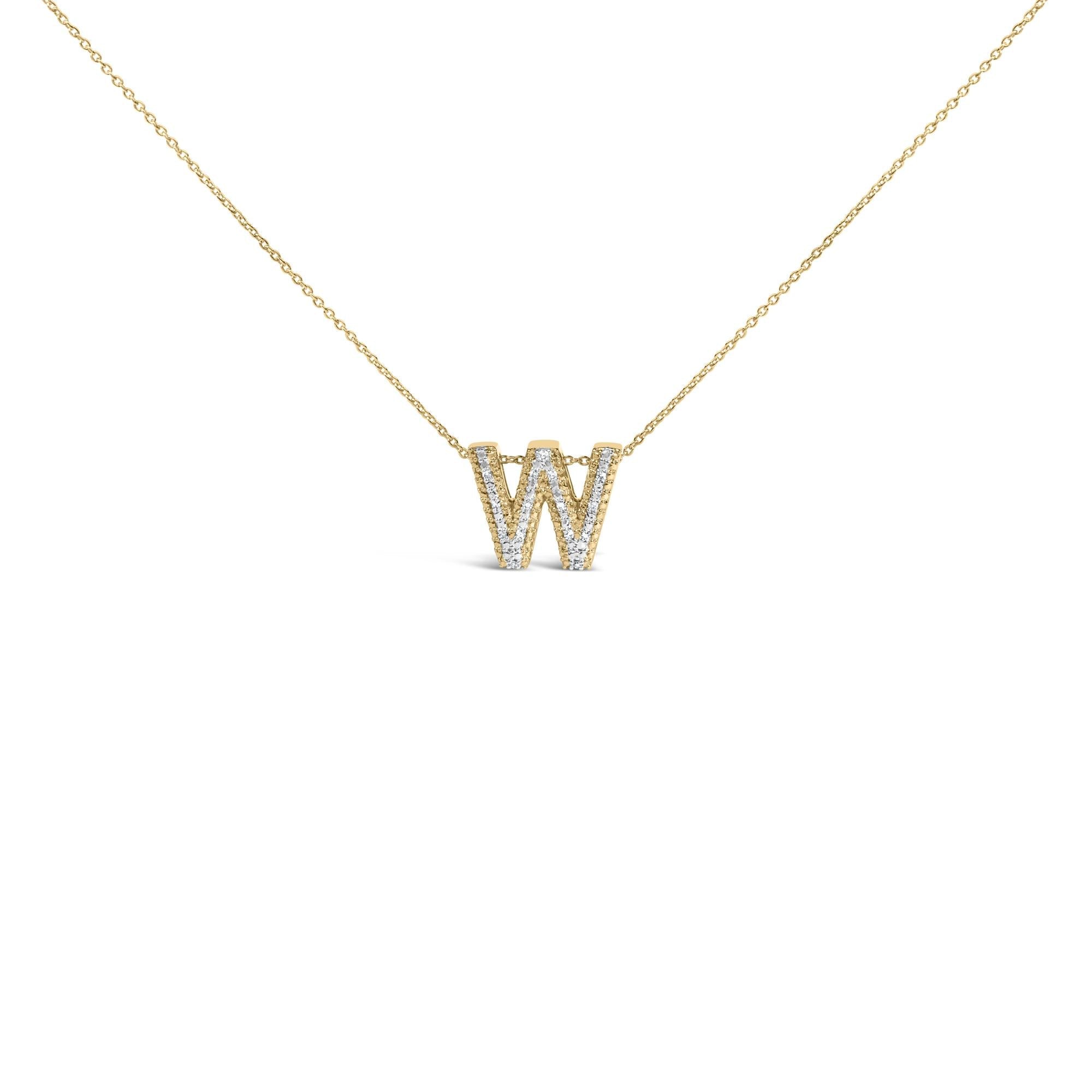 Yellow Gold Vermeil .925 Sterling Silver Diamond Accent "A-Z" Initial Bubble Pendant Necklace
