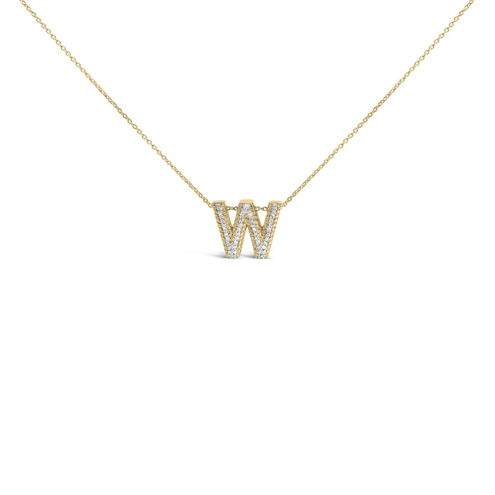 Yellow Gold Vermeil .925 Sterling Silver Diamond Accent "A-Z" Initial Bubble Pendant Necklace