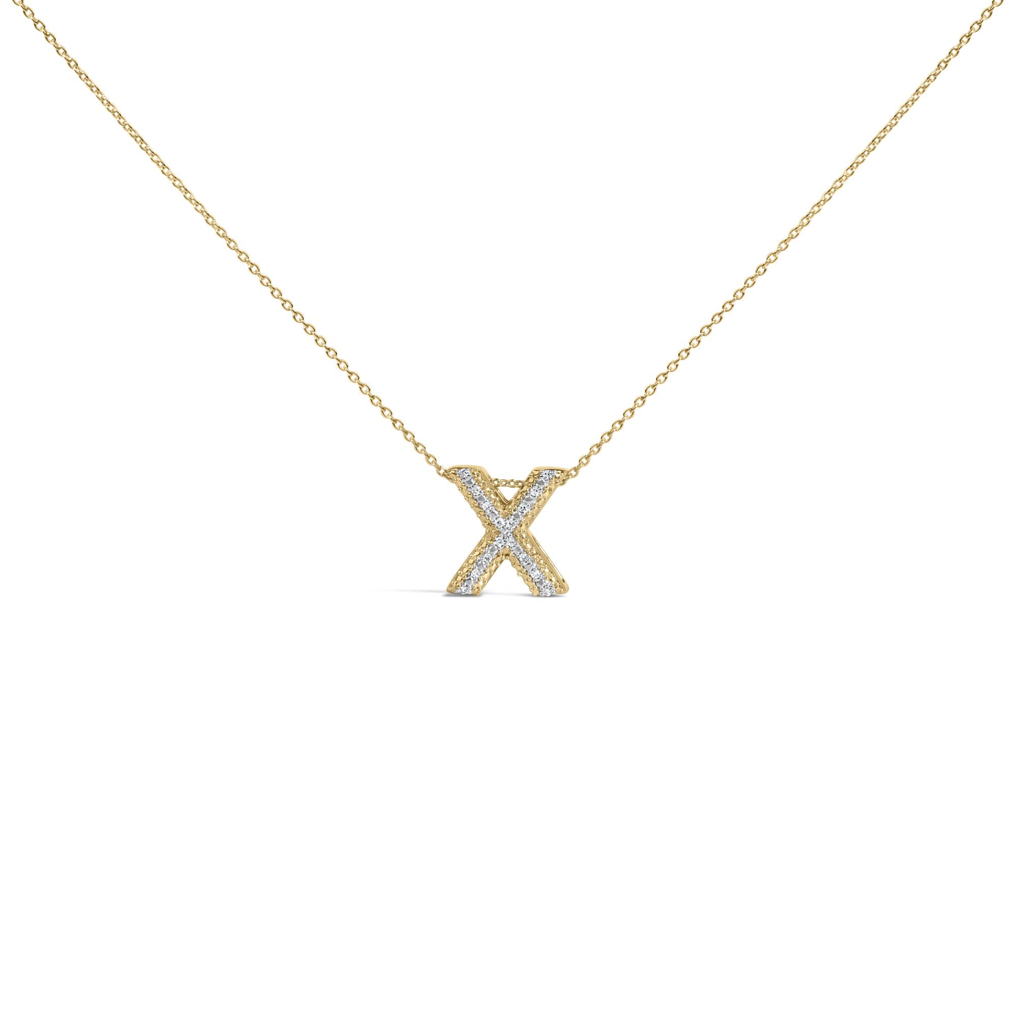 Yellow Gold Vermeil .925 Sterling Silver Diamond Accent "A-Z" Initial Bubble Pendant Necklace