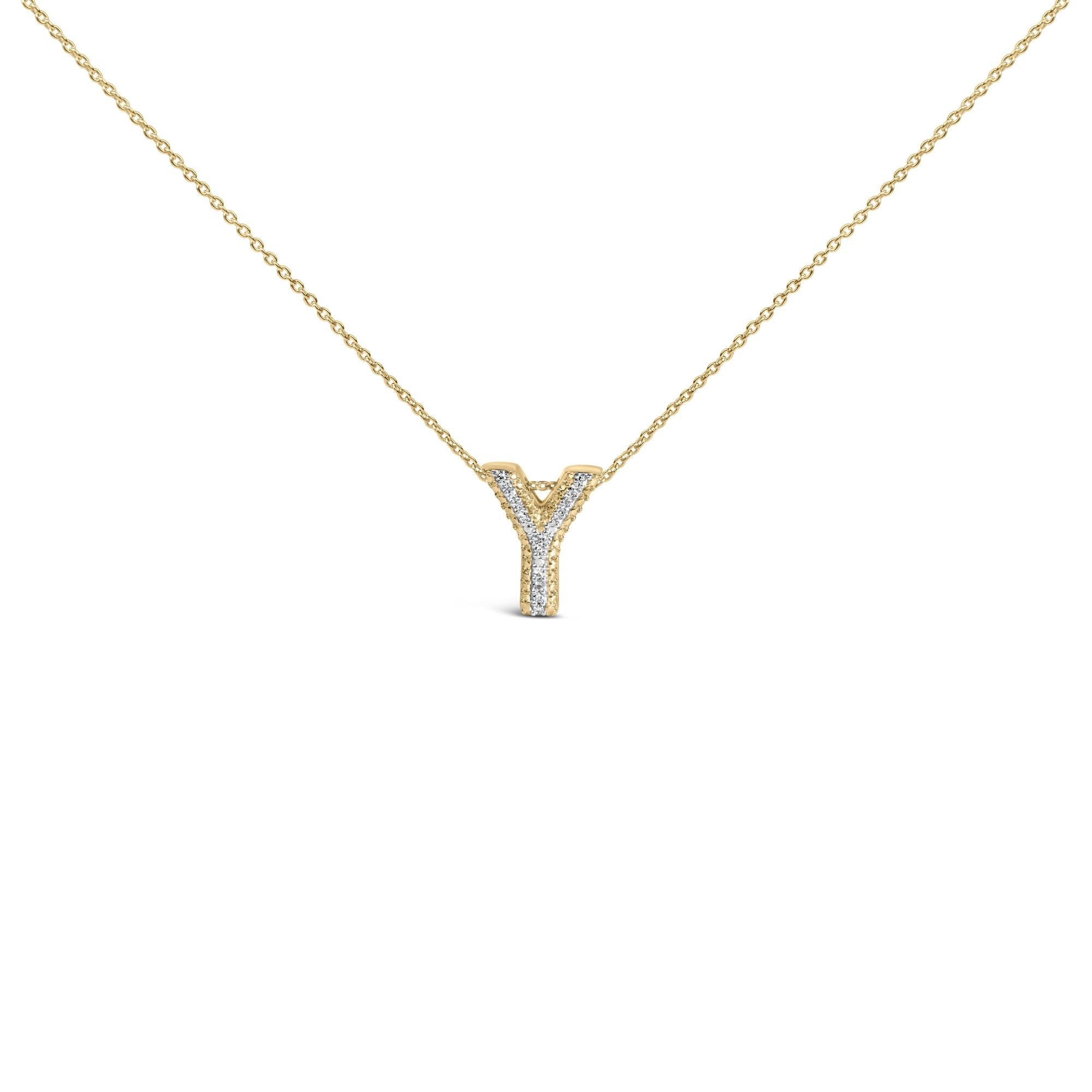 Yellow Gold Vermeil .925 Sterling Silver Diamond Accent "A-Z" Initial Bubble Pendant Necklace