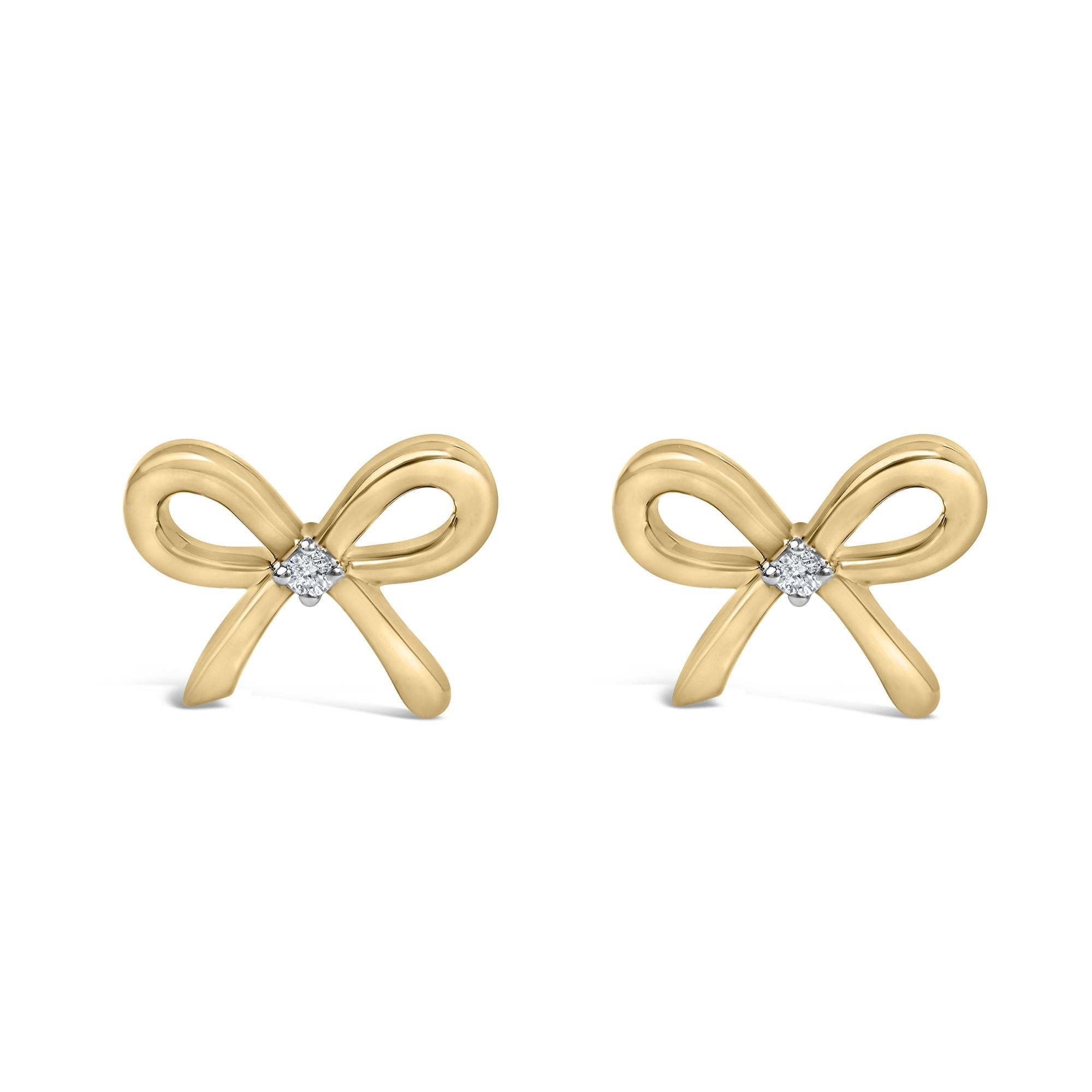 Gold Vermeil Diamond Accent Bow Earring