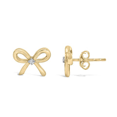 Gold Vermeil Diamond Accent Bow Earring