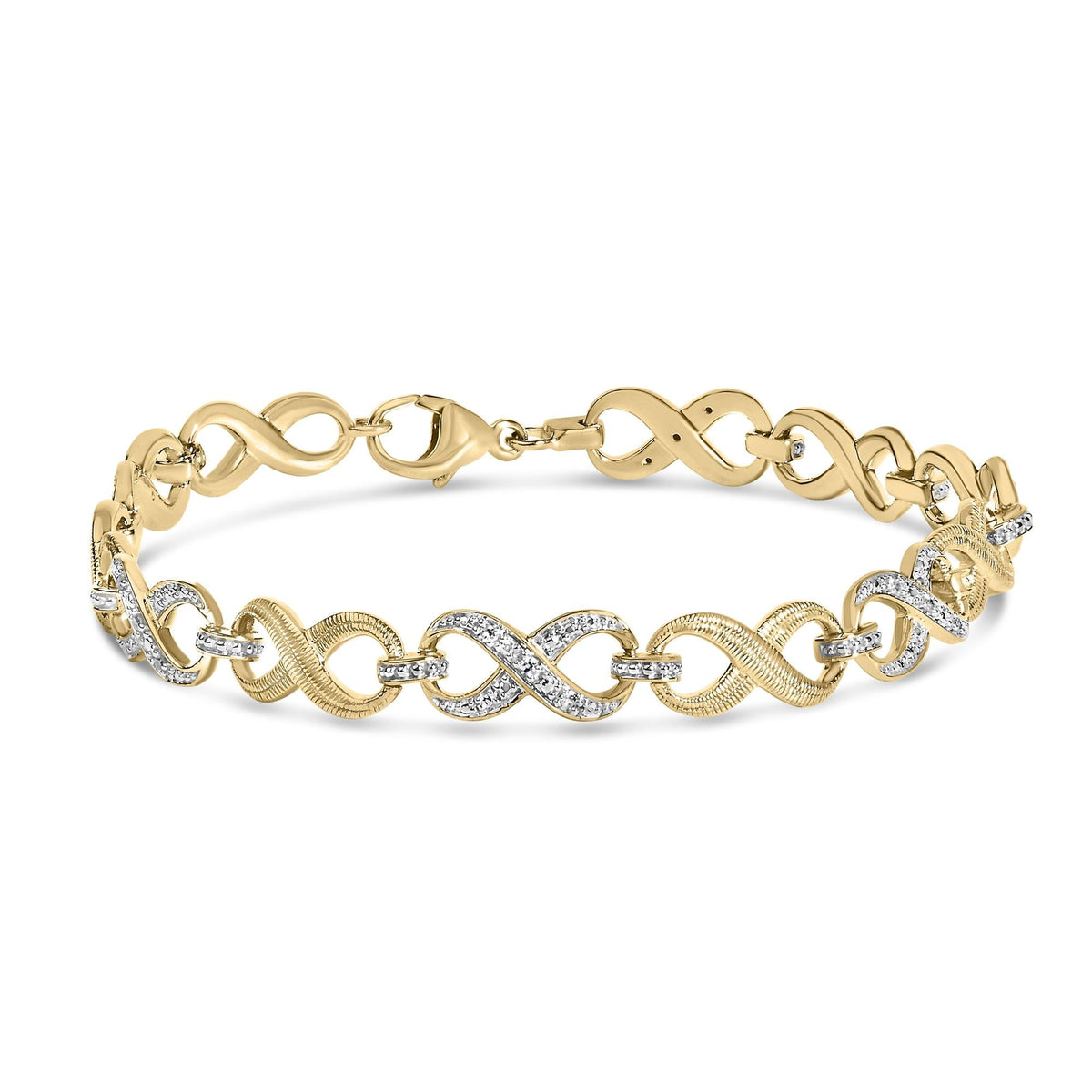 Gold Vermeil 1/10 Cttw Diamond Infinity Link Bracelet