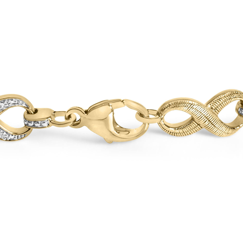 Gold Vermeil 1/10 Cttw Diamond Infinity Link Bracelet