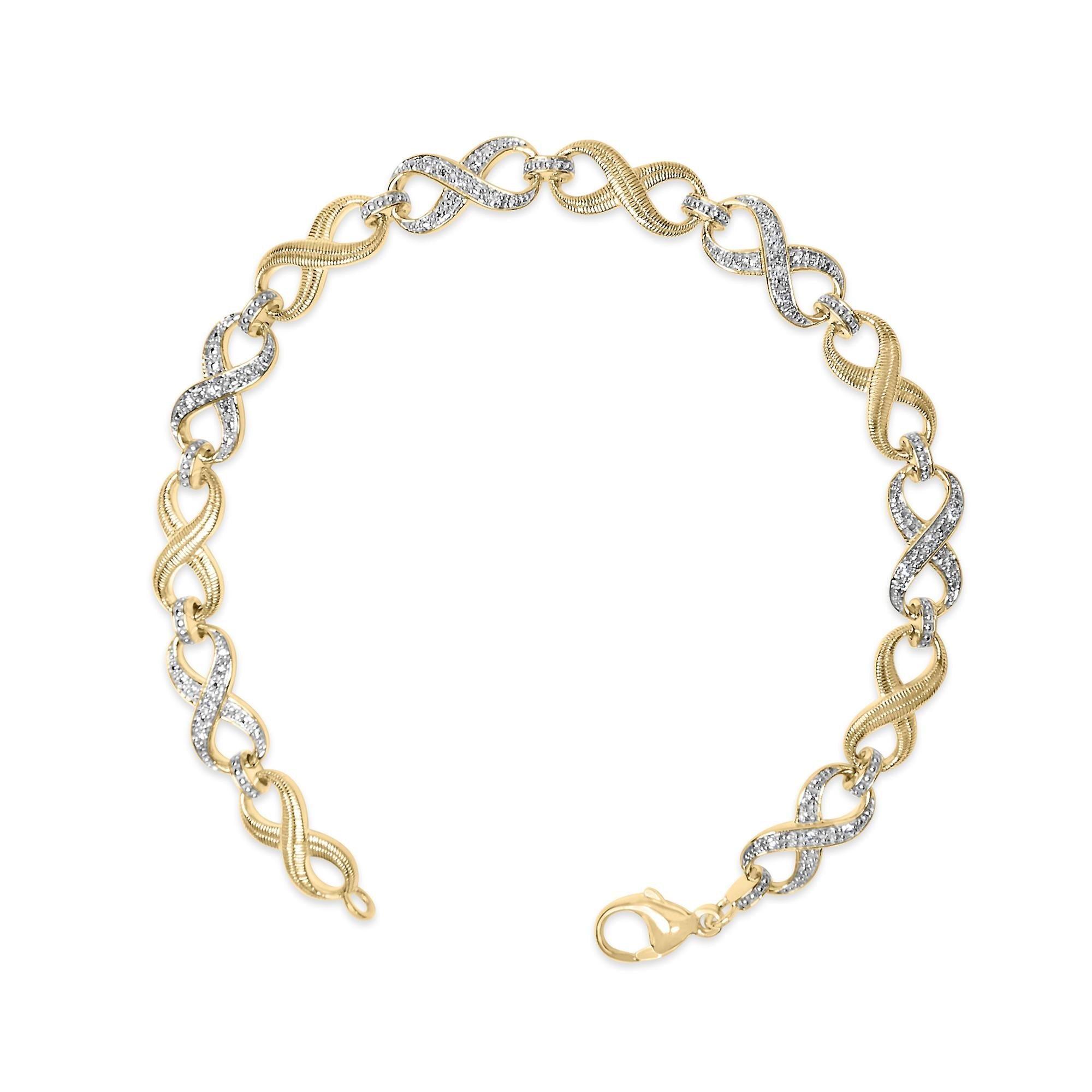 Gold Vermeil 1/10 Cttw Diamond Infinity Link Bracelet