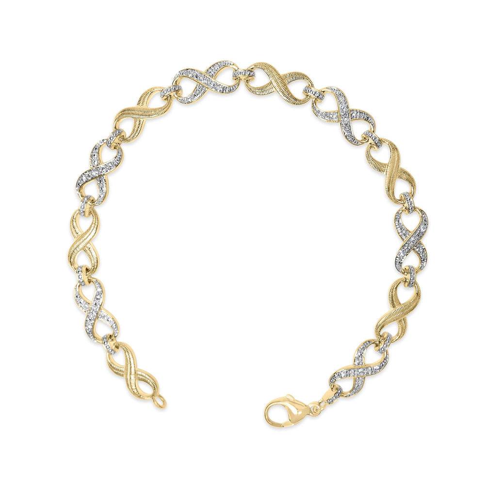 Gold Vermeil 1/10 Cttw Diamond Infinity Link Bracelet