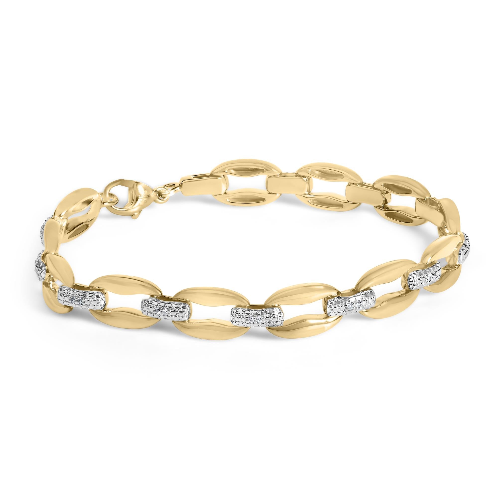 Gold Vermeil 1/10 Cttw Diamond Bold Link Bracelet