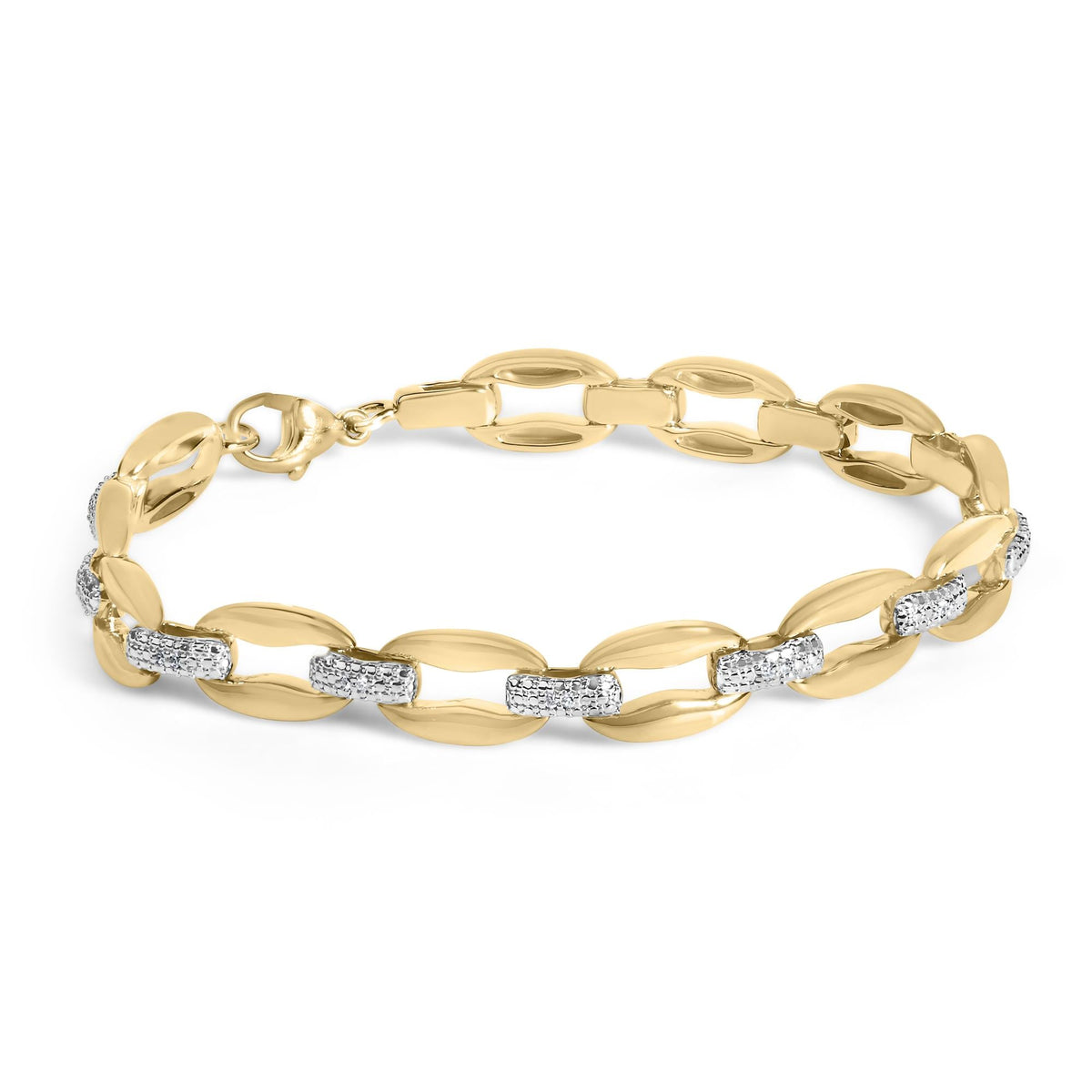 Gold Vermeil 1/10 Cttw Diamond Bold Link Bracelet