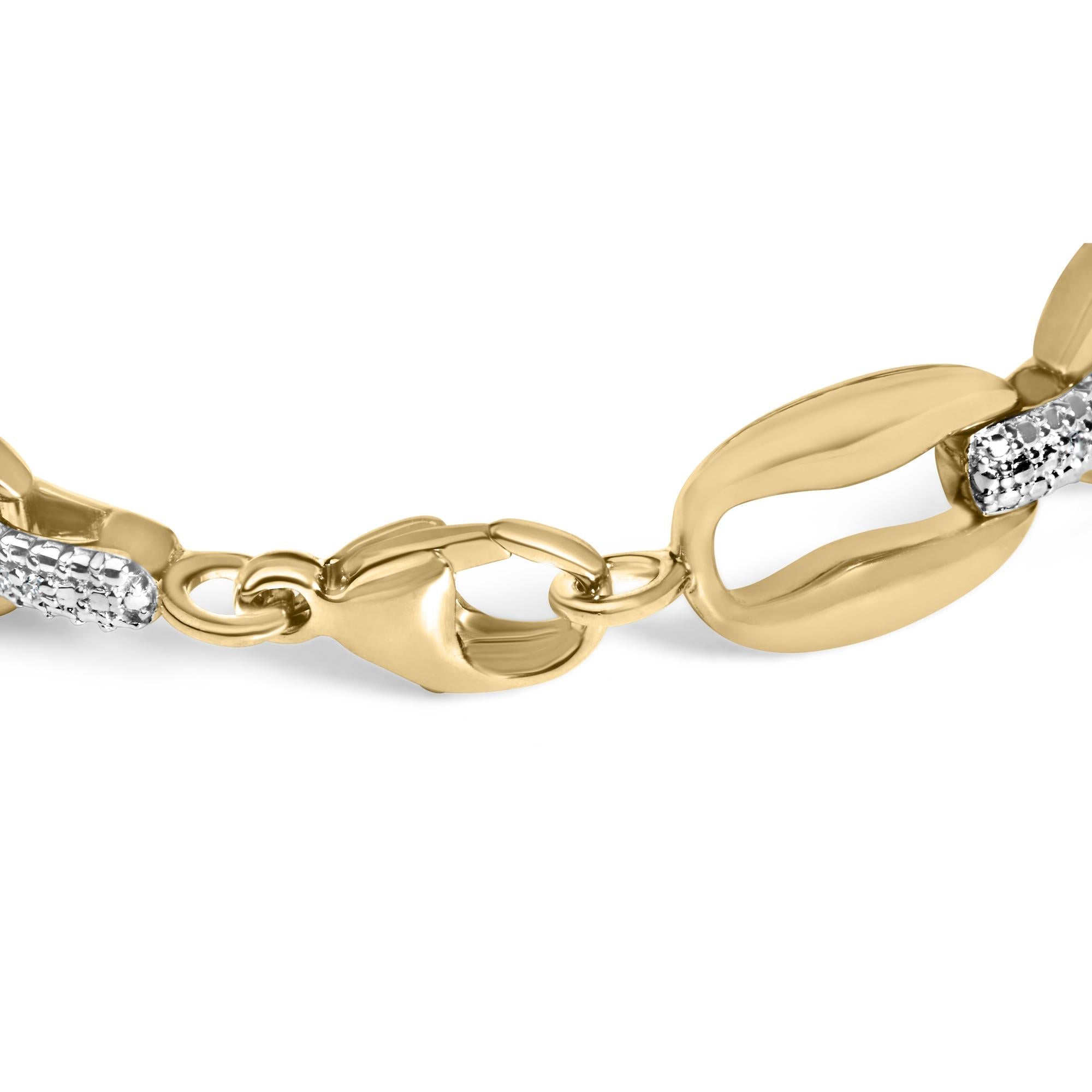 Gold Vermeil 1/10 Cttw Diamond Bold Link Bracelet