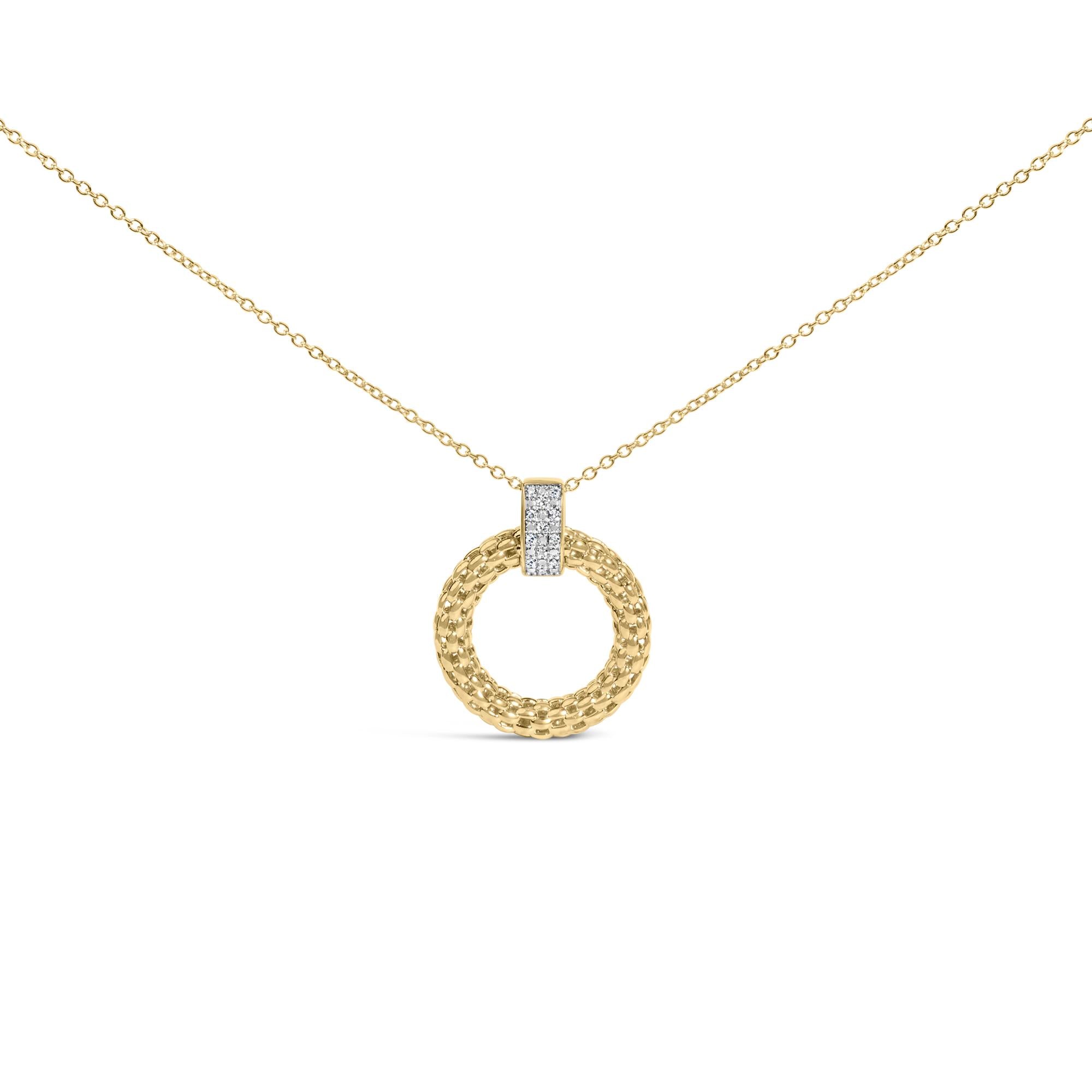 Gold Vermeil 1/10 Cttw Diamond Bold Pendant Necklace