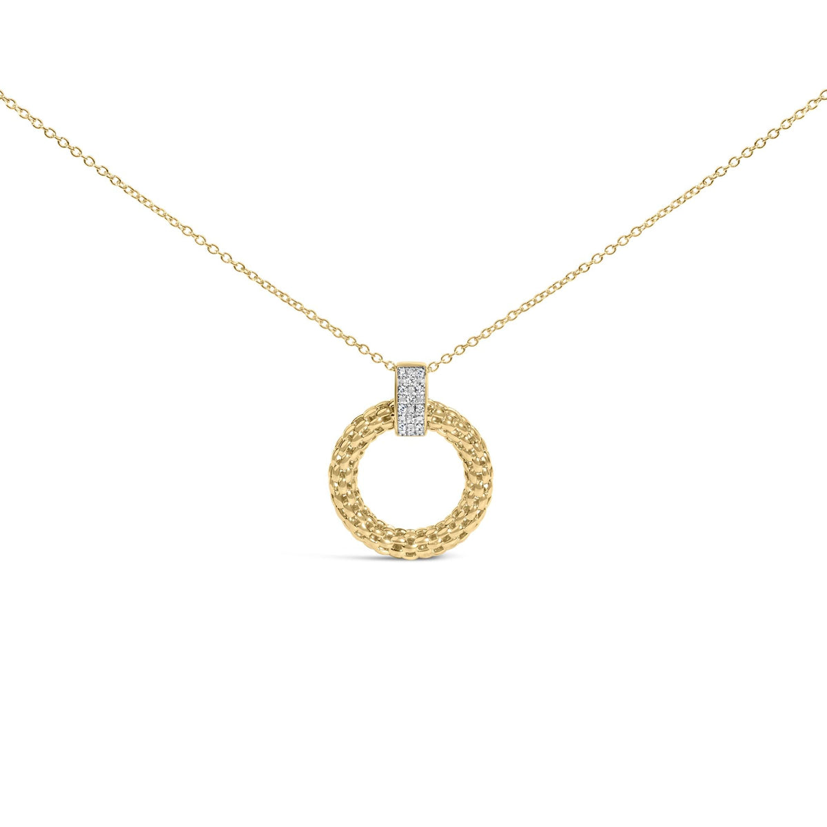 Gold Vermeil 1/10 Cttw Diamond Bold Pendant Necklace