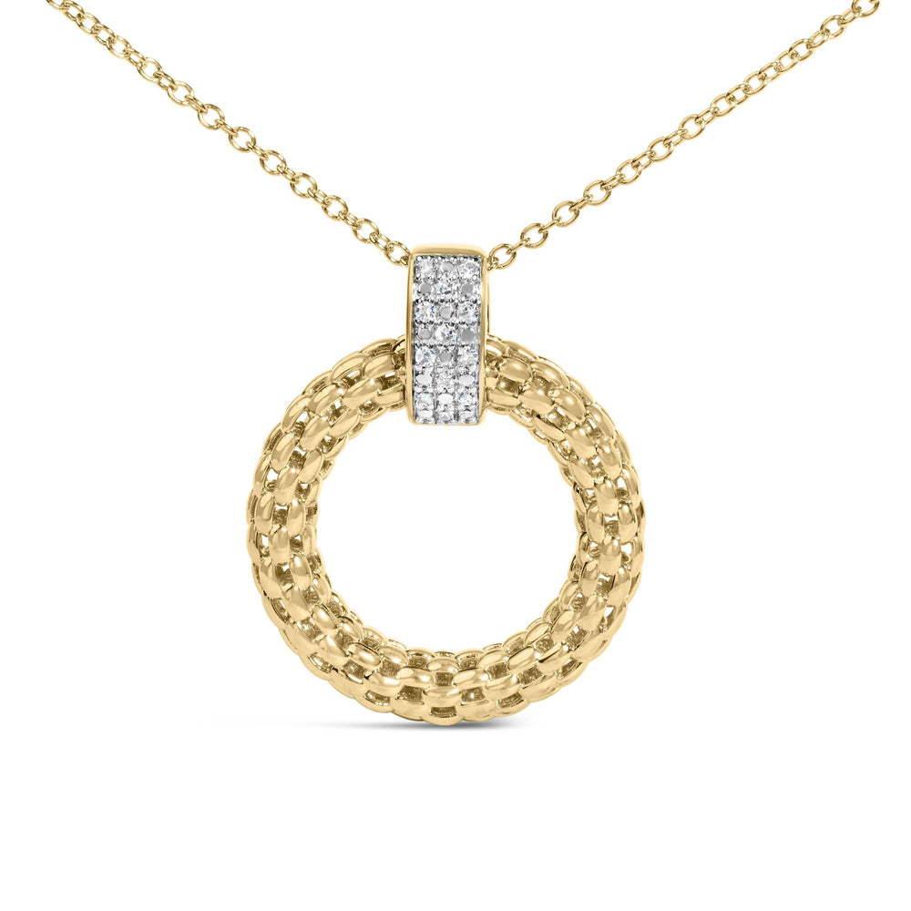 Gold Vermeil 1/10 Cttw Diamond Bold Pendant Necklace