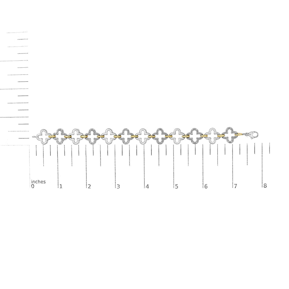 .925 Two-tone Sterling Silver 1/10 Cttw Natural Round Diamond Fashion Tennis Bracelet (I-J Color, I1-I2 Clarity) - 7"