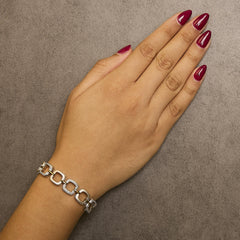 .925 Two-Tone Sterling Silver Diamond Accent Open Box Link Bracelet (I-J Color, I1-I2 Clarity) - 7"