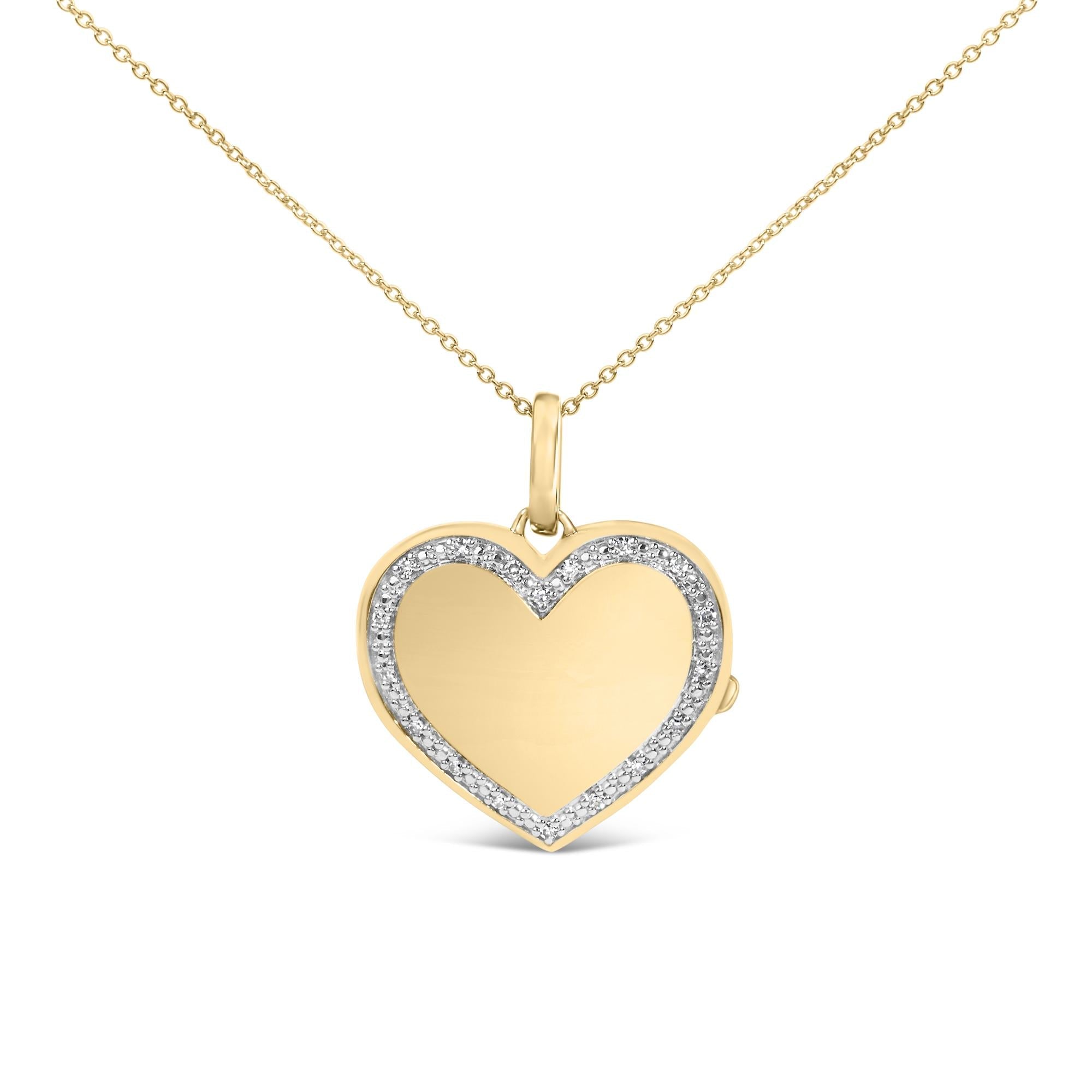 Gold Vermeil 1/10 Cttw Diamond Heart Locket Pendant Necklace