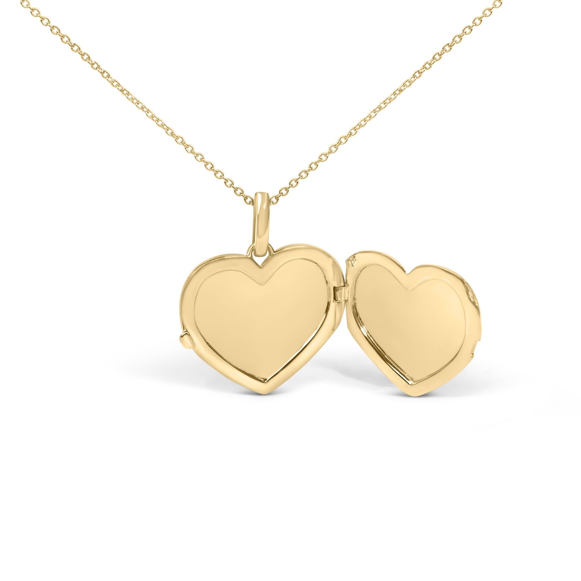 Gold Vermeil 1/10 Cttw Diamond Heart Locket Pendant Necklace