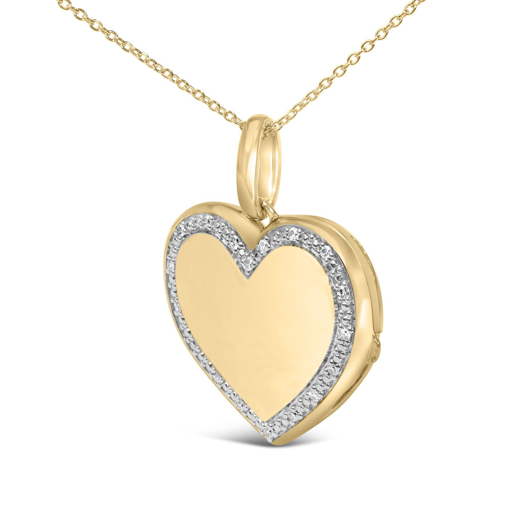 Gold Vermeil 1/10 Cttw Diamond Heart Locket Pendant Necklace