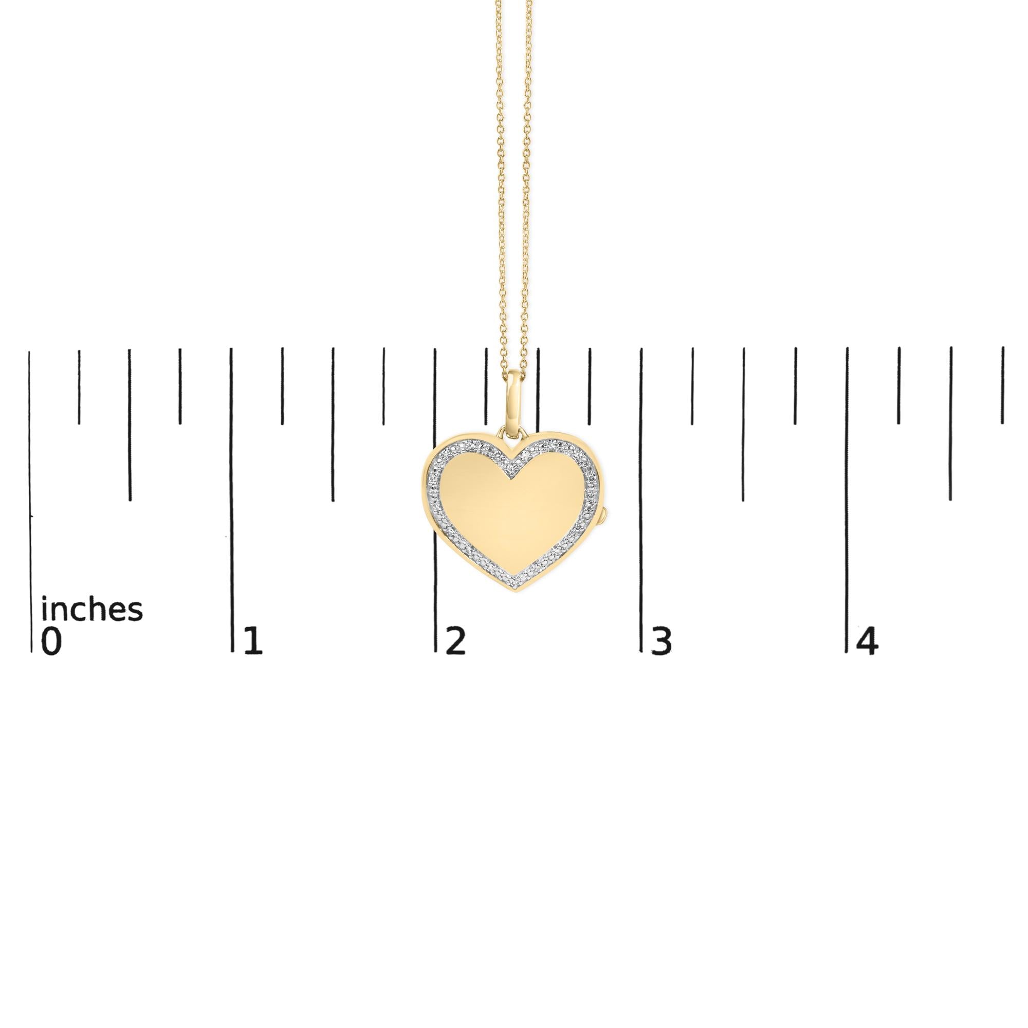 Gold Vermeil 1/10 Cttw Diamond Heart Locket Pendant Necklace