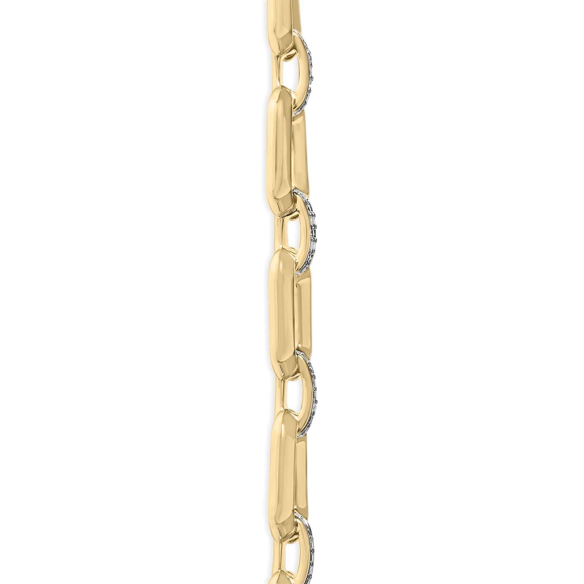 Gold Vermeil .925 Sterling Silver 1/4 Cttw Diamond Bold Octagonal Link Necklace