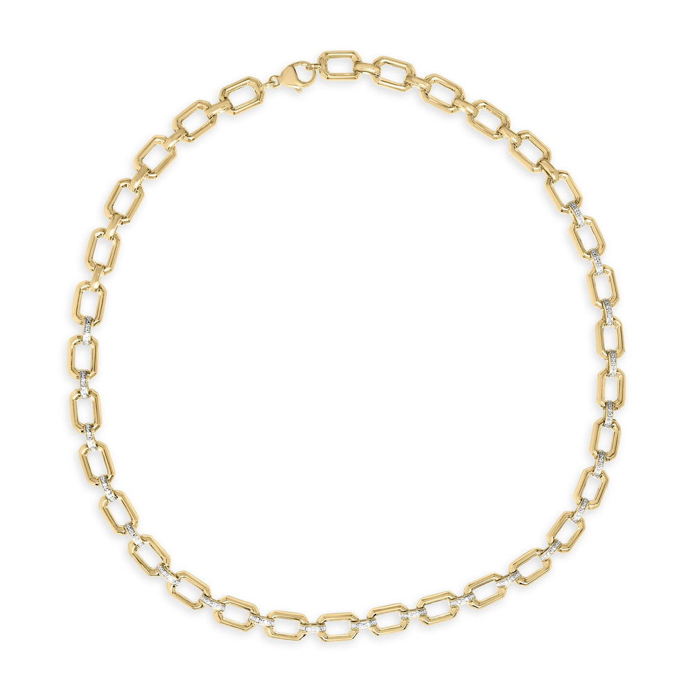 Gold Vermeil .925 Sterling Silver 1/4 Cttw Diamond Bold Octagonal Link Necklace