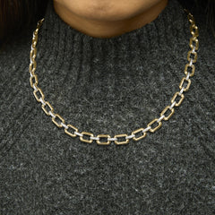 Gold Vermeil .925 Sterling Silver 1/4 Cttw Diamond Bold Octagonal Link Necklace