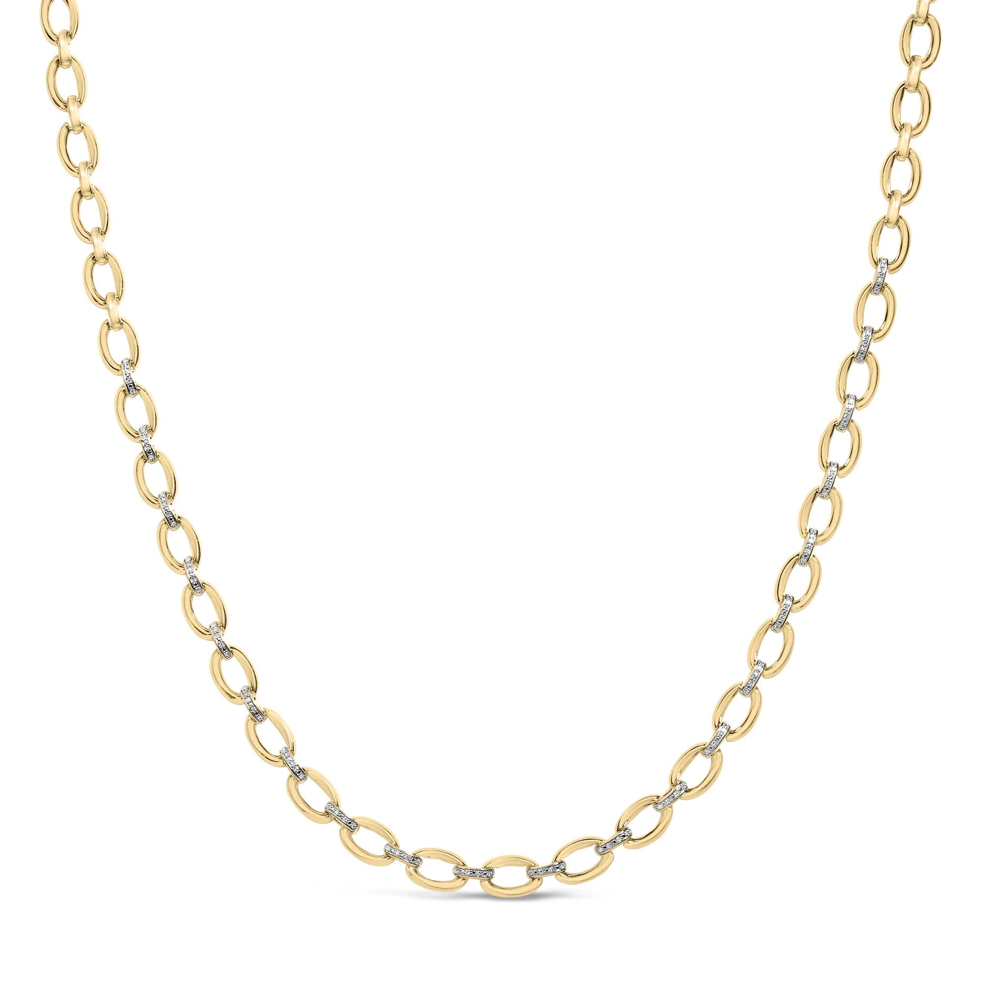 Gold Vermeil 1/4 Cttw Diamond Bold Oval Link Necklace