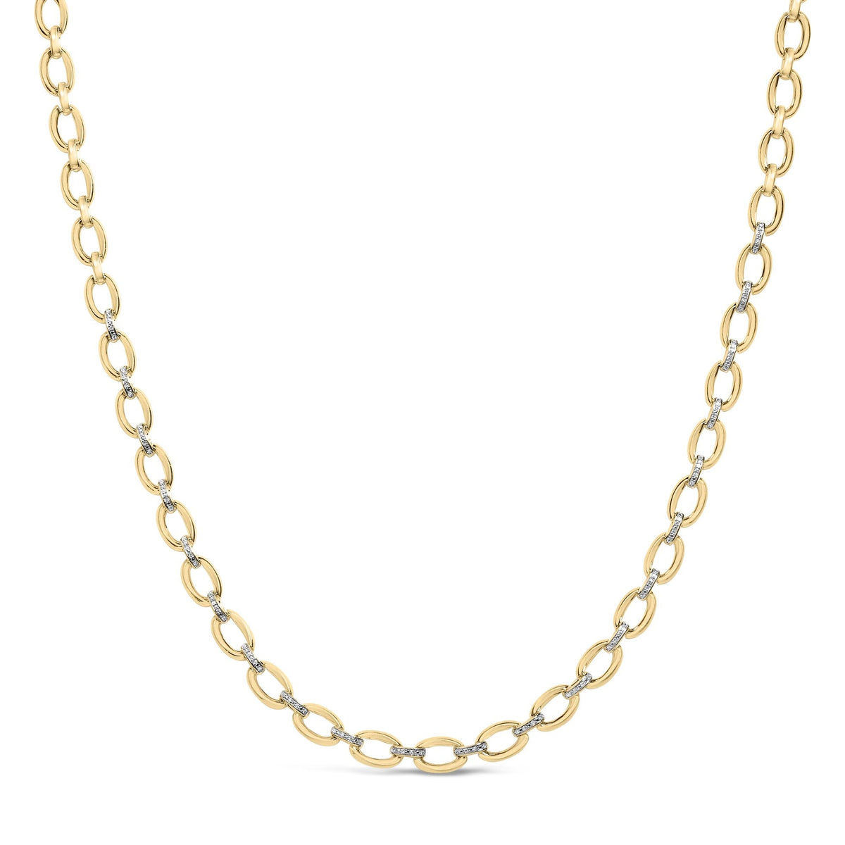 Gold Vermeil 1/4 Cttw Diamond Bold Oval Link Necklace