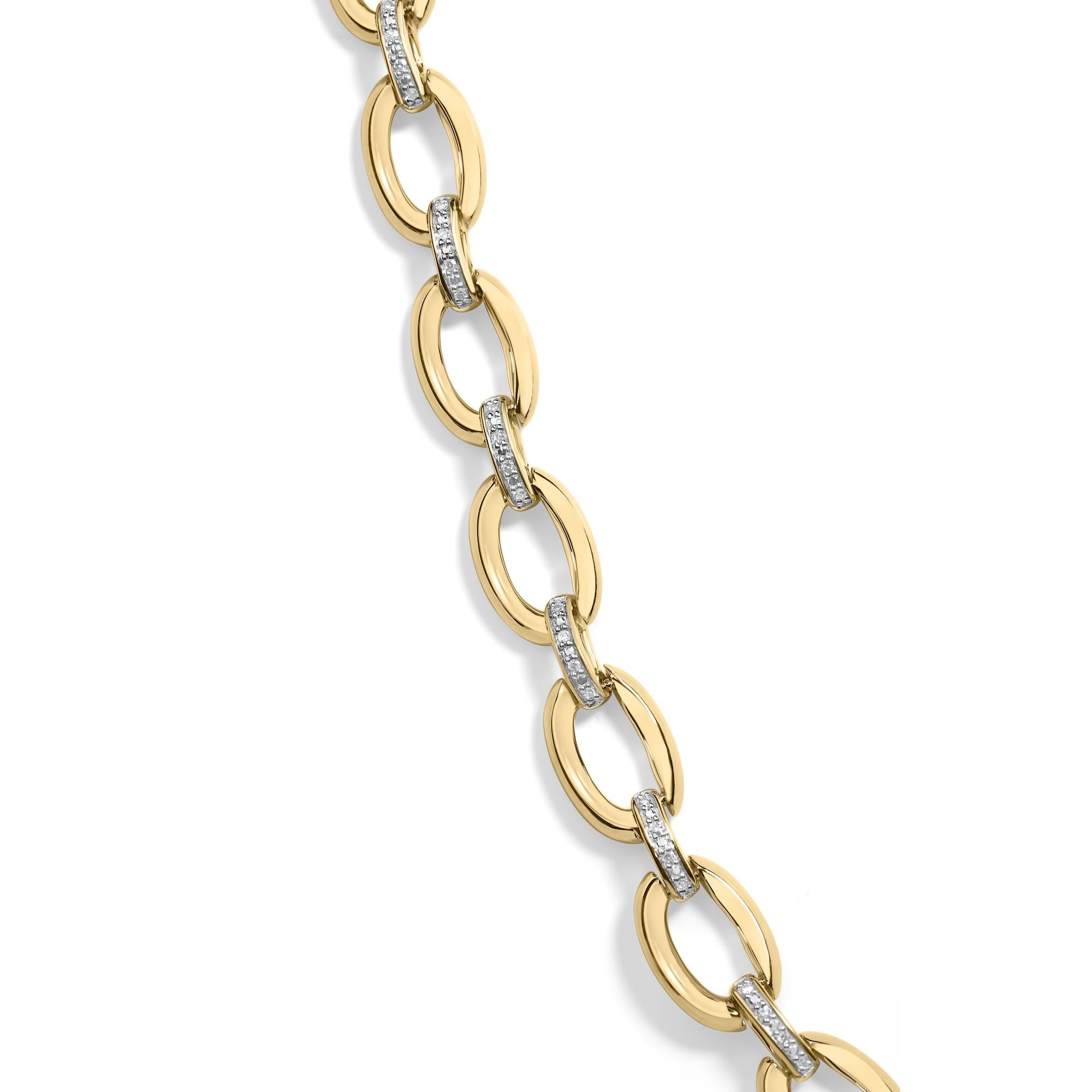 Gold Vermeil 1/4 Cttw Diamond Bold Oval Link Necklace