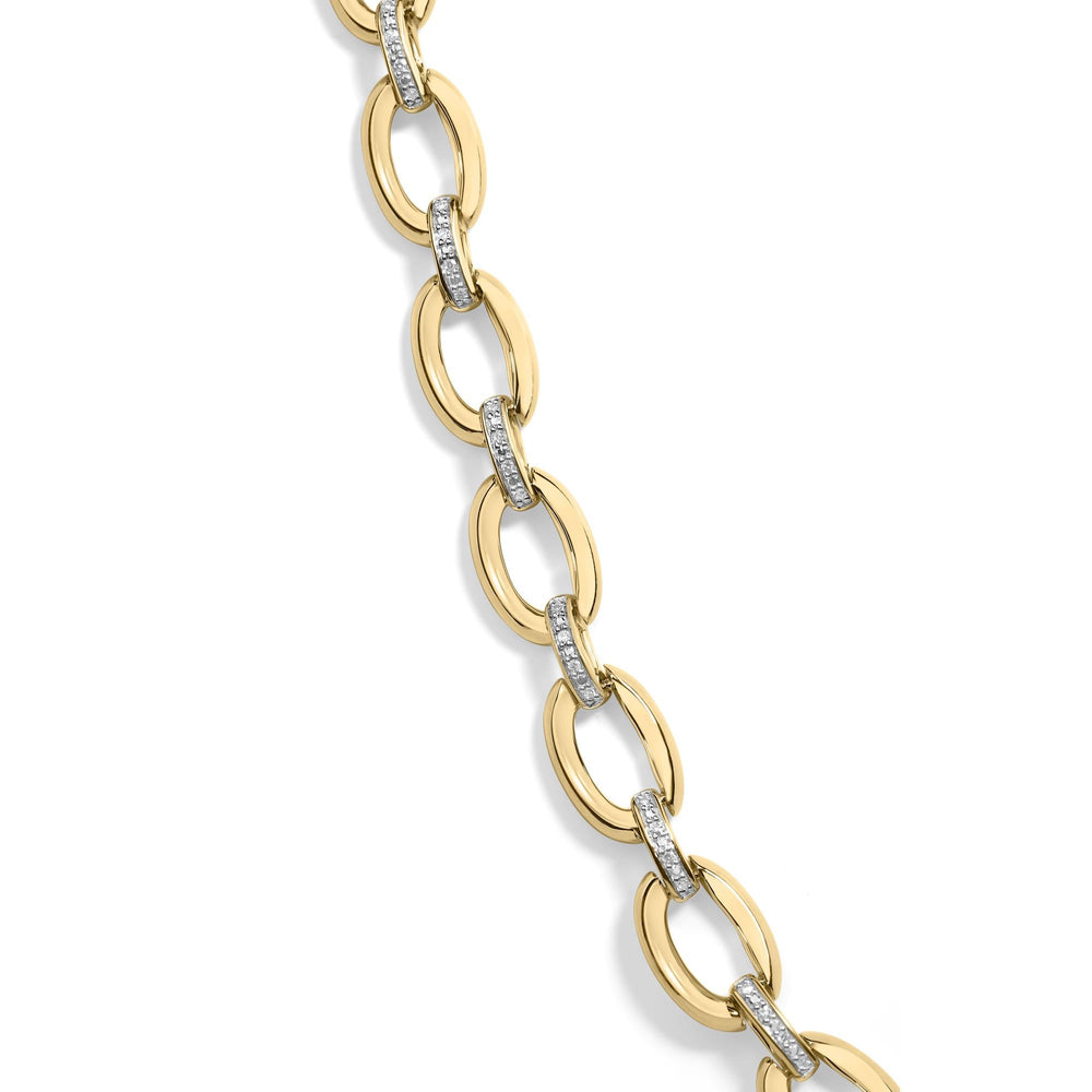 Gold Vermeil 1/4 Cttw Diamond Bold Oval Link Necklace