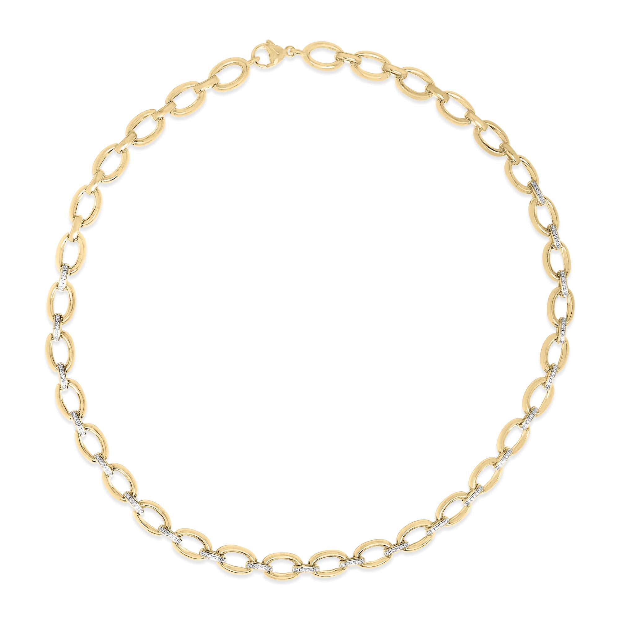 Gold Vermeil 1/4 Cttw Diamond Bold Oval Link Necklace