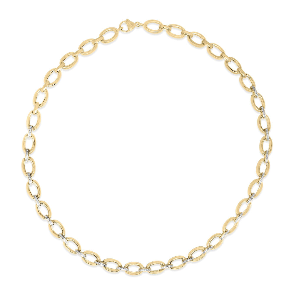 Gold Vermeil 1/4 Cttw Diamond Bold Oval Link Necklace
