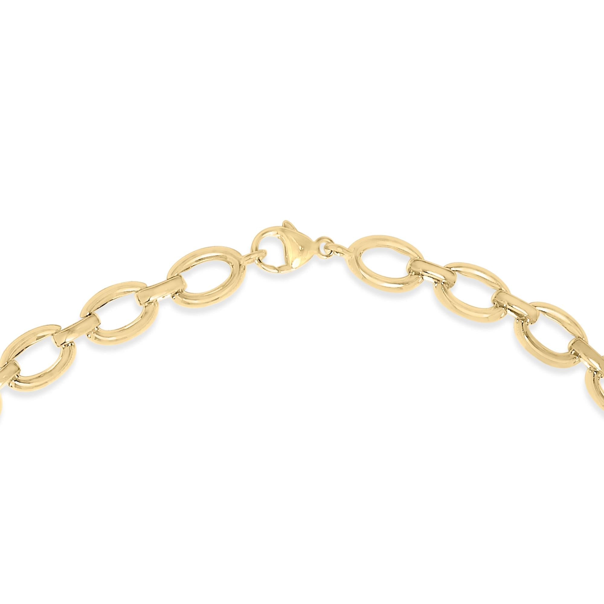 Gold Vermeil 1/4 Cttw Diamond Bold Oval Link Necklace