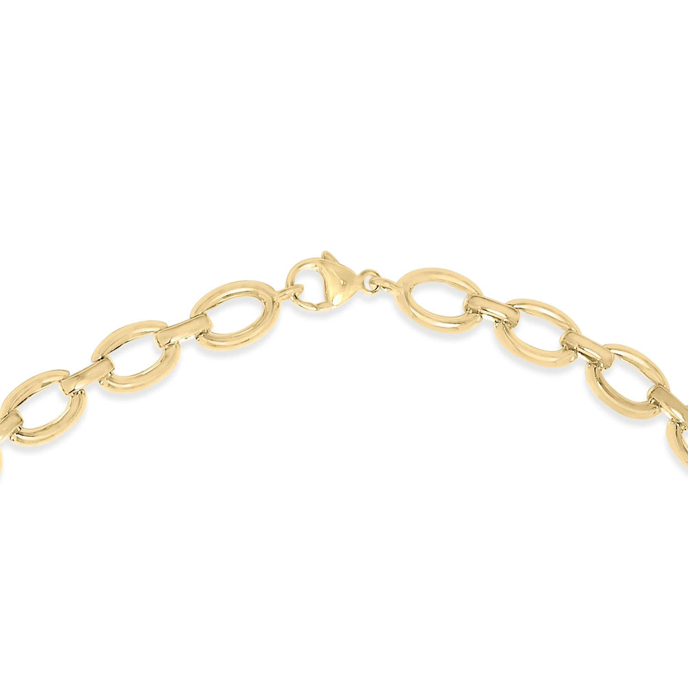 Gold Vermeil 1/4 Cttw Diamond Bold Oval Link Necklace
