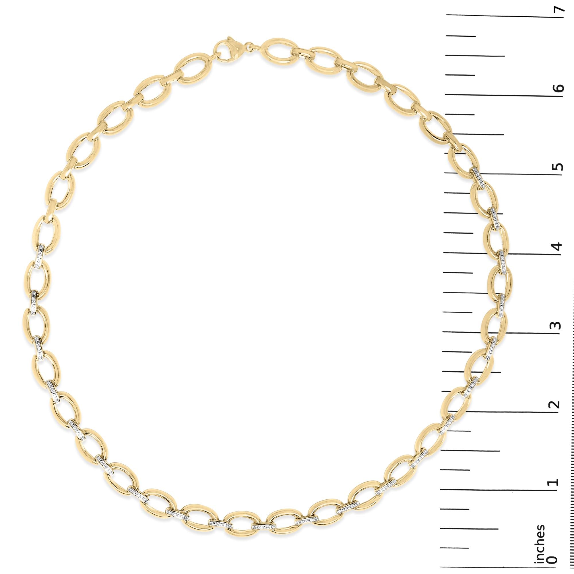 Gold Vermeil 1/4 Cttw Diamond Bold Oval Link Necklace