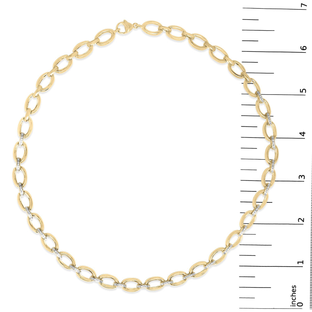 Gold Vermeil 1/4 Cttw Diamond Bold Oval Link Necklace